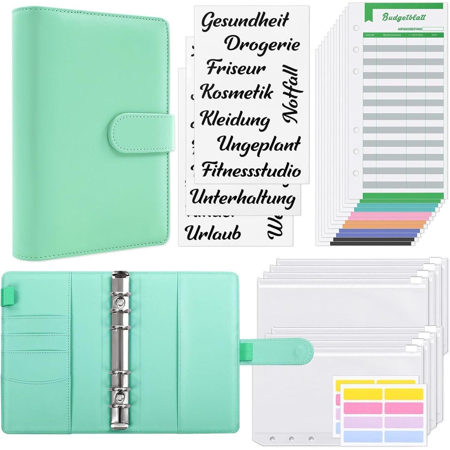 LuxusKollektion Briefumschlag Budgetplaner Geldumschläge A6 Budget Binder Set Grün