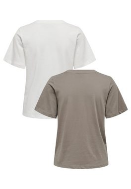 JACQUELINE de YONG T-Shirt Basic T-Shirt 2-er Set VMPAULA (2-tlg) 5417 in Braun-2