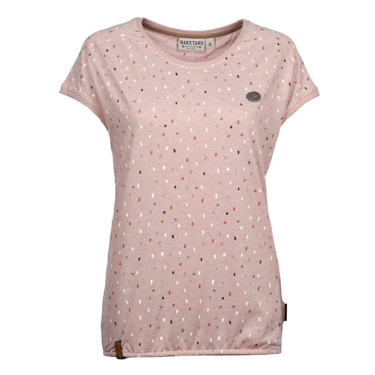 naketano T-Shirt Damen rosa mit farbigen Strichen