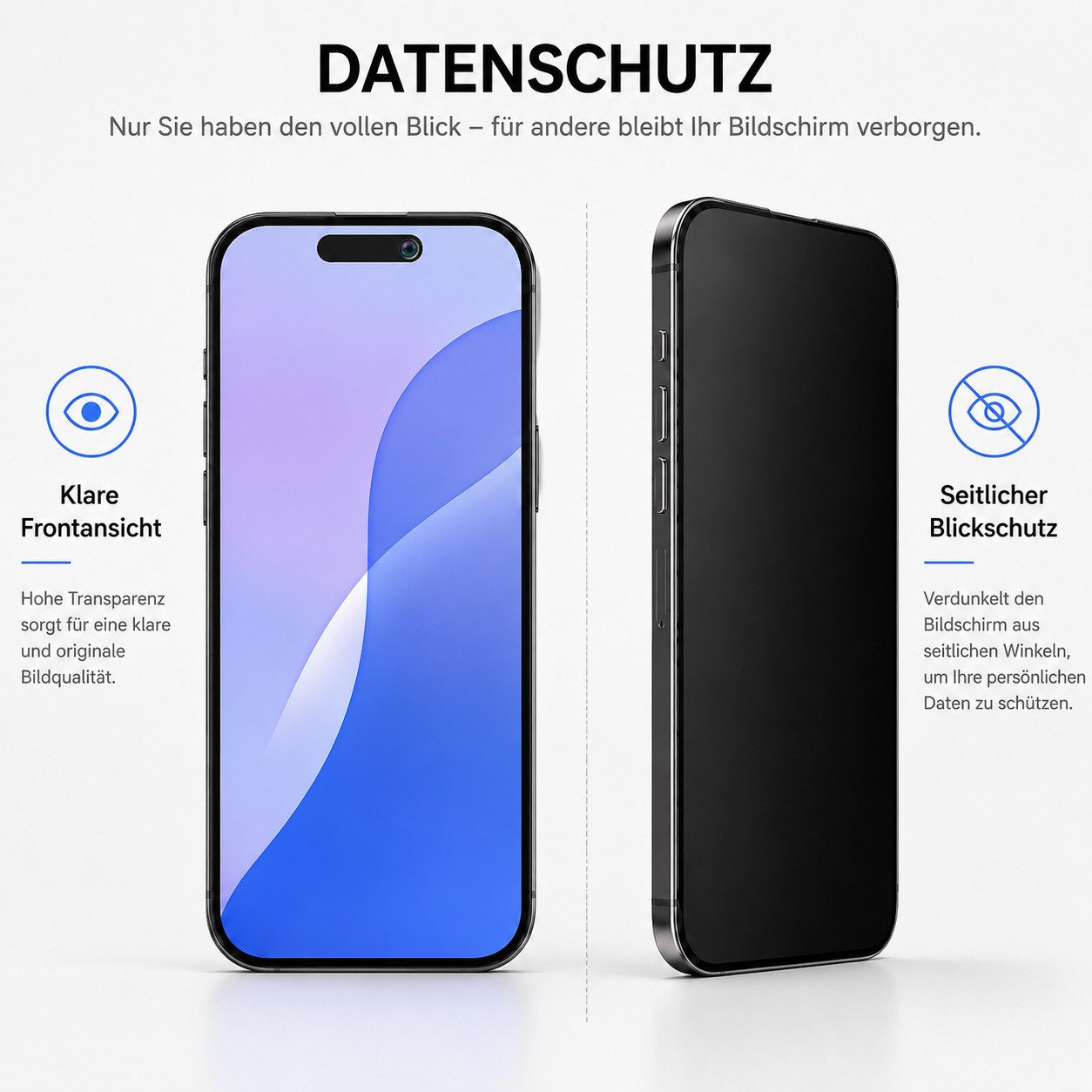 Ventarent Displayschutzglas Privacy Schutzglas für iPhone 16 Serie für Apple iPhone 16 Pro, 2er Set, 2 Stück, 9H Hartglas, oleophobe Beschichtung, casefreundlich