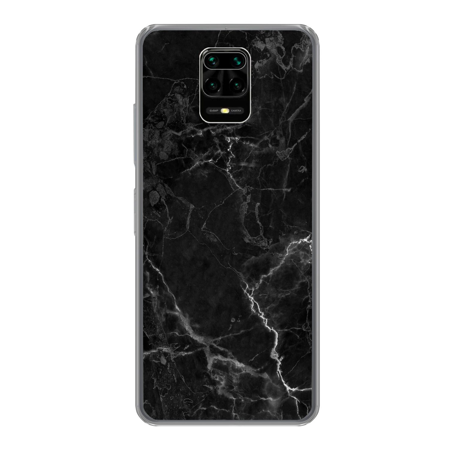 MuchoWow Handyhülle für Xiaomi Redmi Note 9 Pro Marmor - Schwarz - Weiß - Textur - Marmoro, Phone Case, Silikon, Schutzhülle Dünn