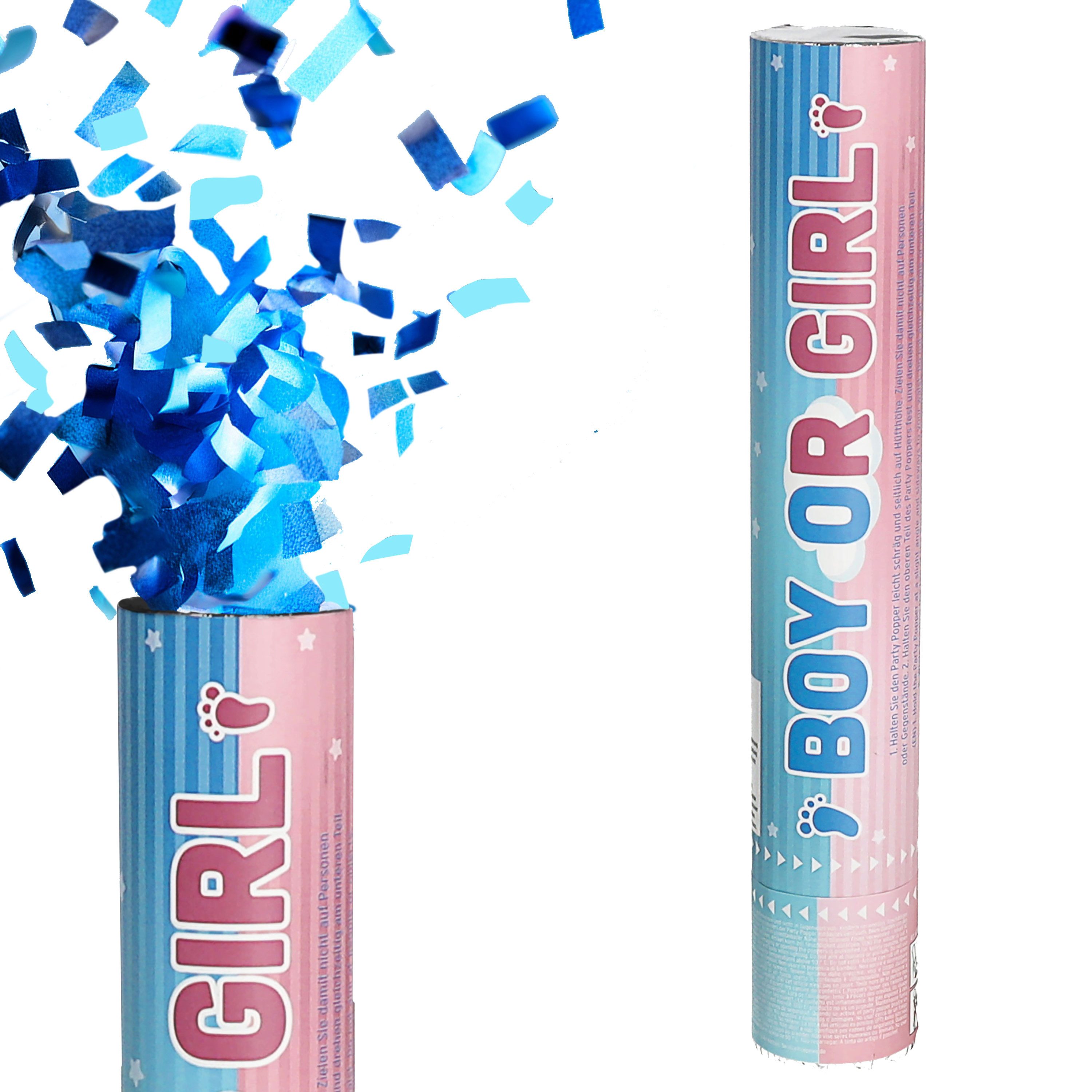 CEPEWA Konfetti Party-Popper 'Boy or Girl' Junge 30cm Papier Konfetti hellblau