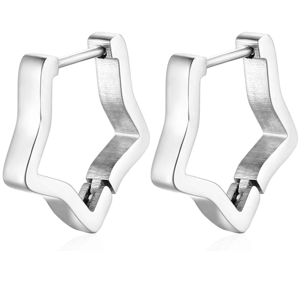 Creolen-Set Creolen Sternform Silber aus Edelstahl Unisex