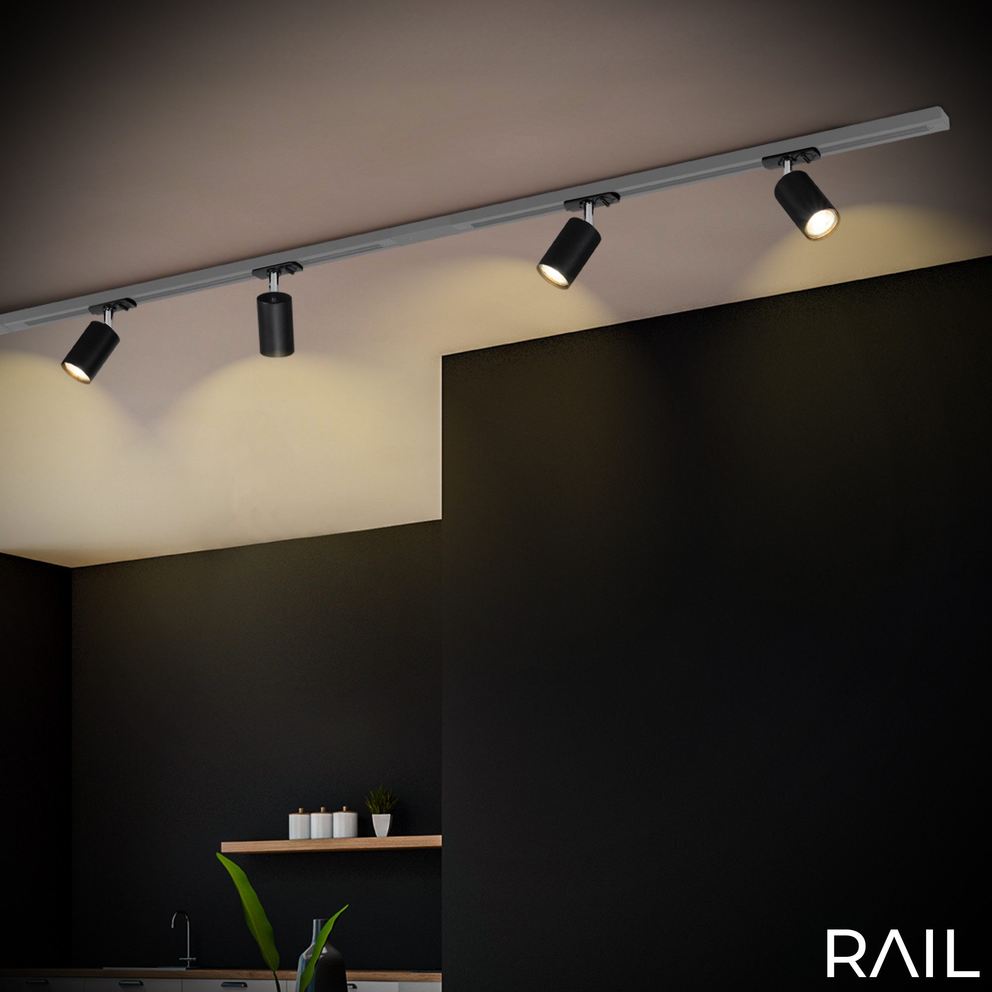 Briloner Leuchten Schienensystem-Leuchten RAIL, ohne Leuchtmittel, Spotlight 138 mm Schwarz max. 9W Schienensystem Rail Wohnzimmer Büro – Bild 4 von 5