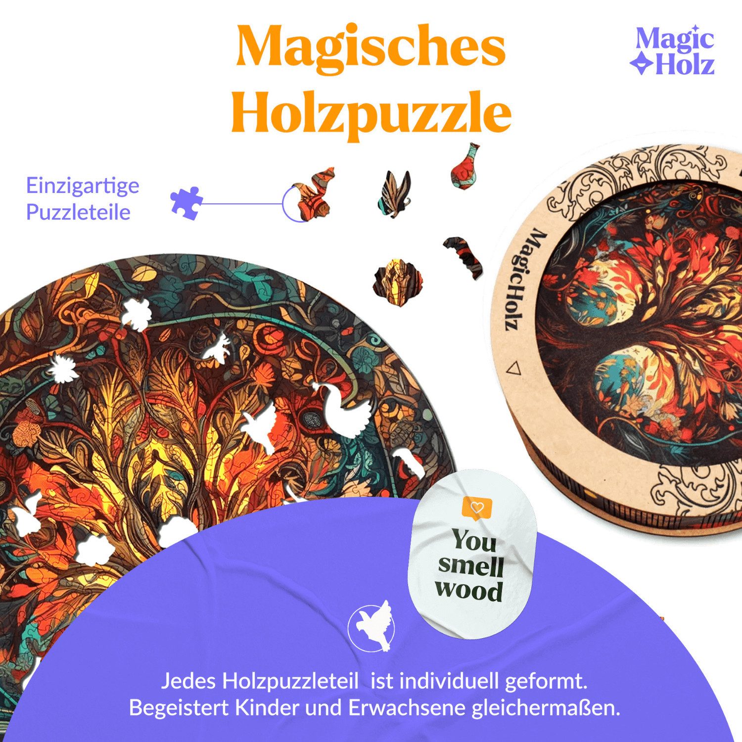 MagicHolz Puzzle MagicHolz Herbstbaum des Lebens Tree of Life Holzpuzzle, 352 Puzzleteile