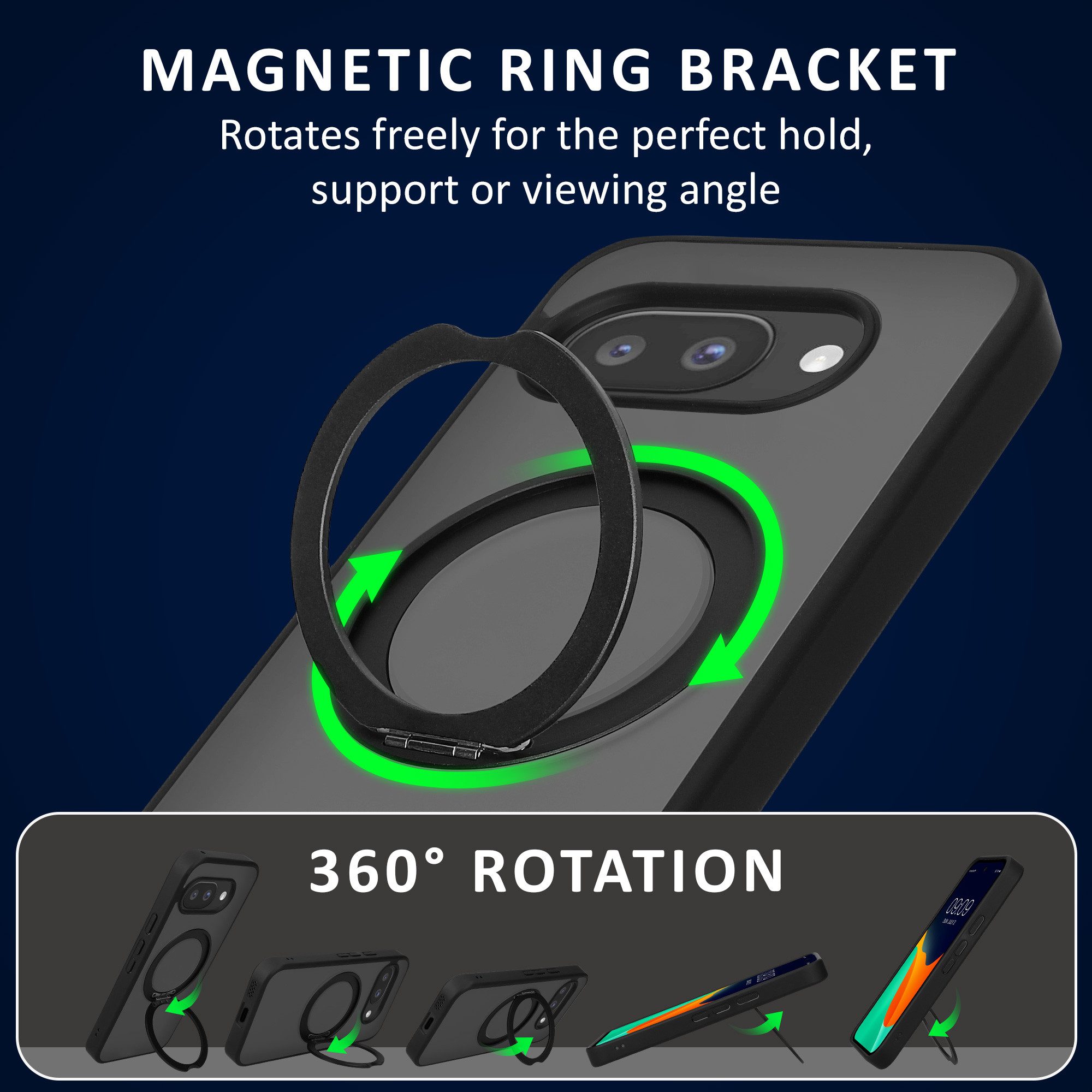 kalibri Smartphone-Hülle Schutzhülle Ringhalter für Apple iPhone 17e / iPhone 16e Hülle, Kickstand 360° Ringhülle kompatibel mit MagSafe
