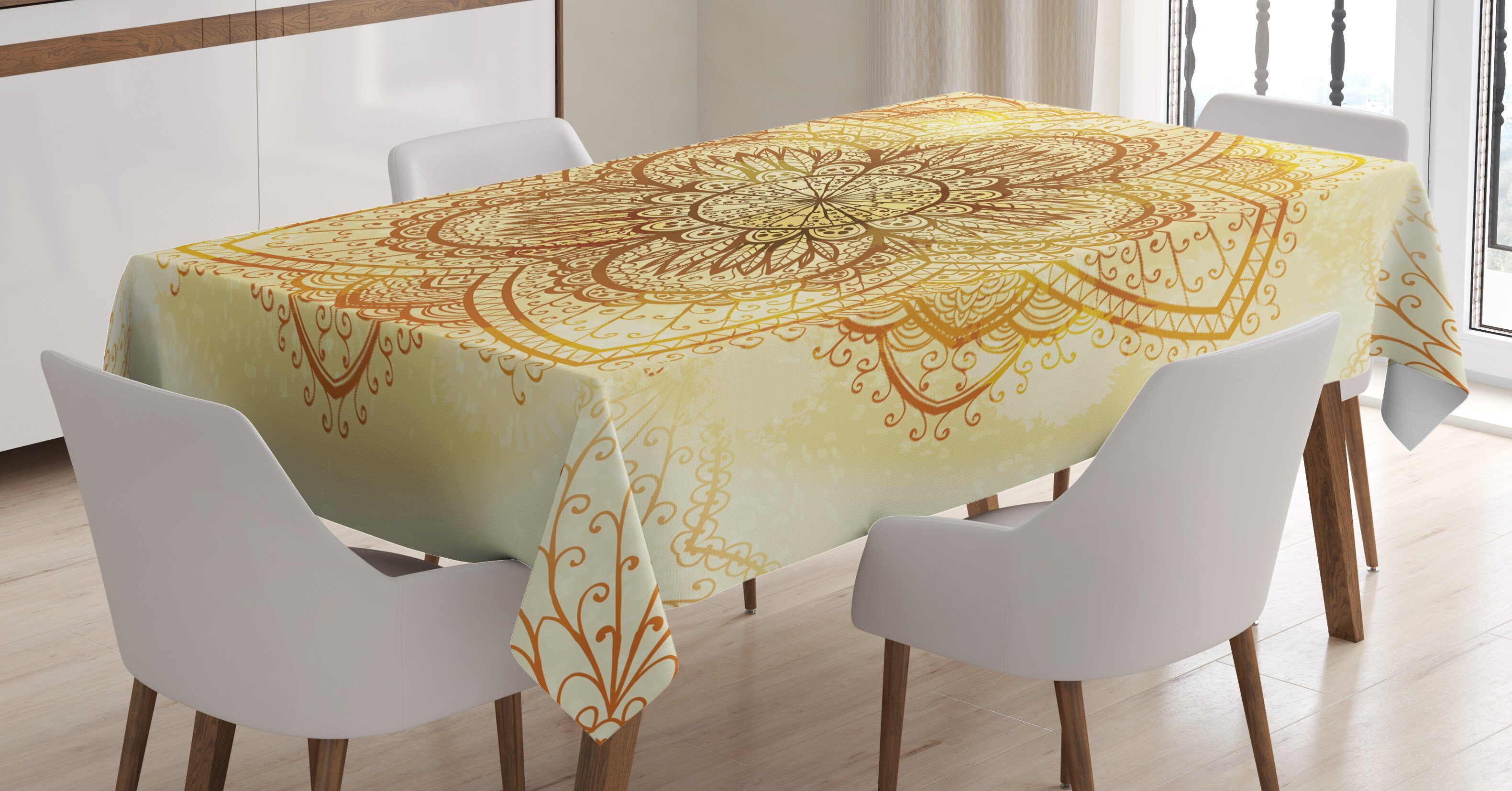 Abakuhaus Tischdecke Farbfest Waschbar Bereich geeignet den Brown Mandala Klare überlappten Farben, Blätter Außen Für