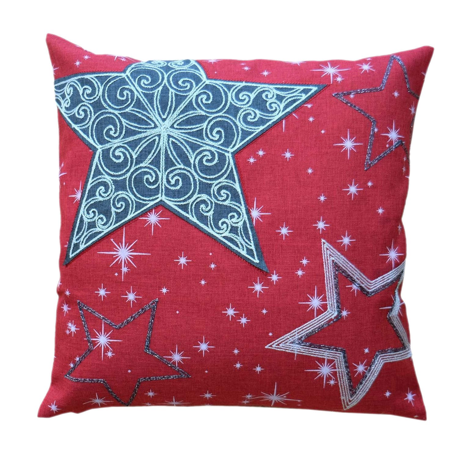 texpot Kissenhülle Stickerei Sterne Tischläufer Winter Weihnachten Deko, (1 günstig online kaufen