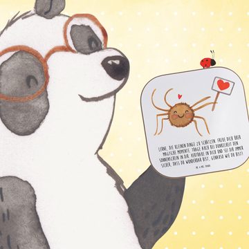 Mr. & Mrs. Panda Getränkeuntersetzer Spinne Agathe Motivation - Weiß - Geschenk, Getränkeuntersetzer, Bier, 1-tlg., Glänzende Oberfläche