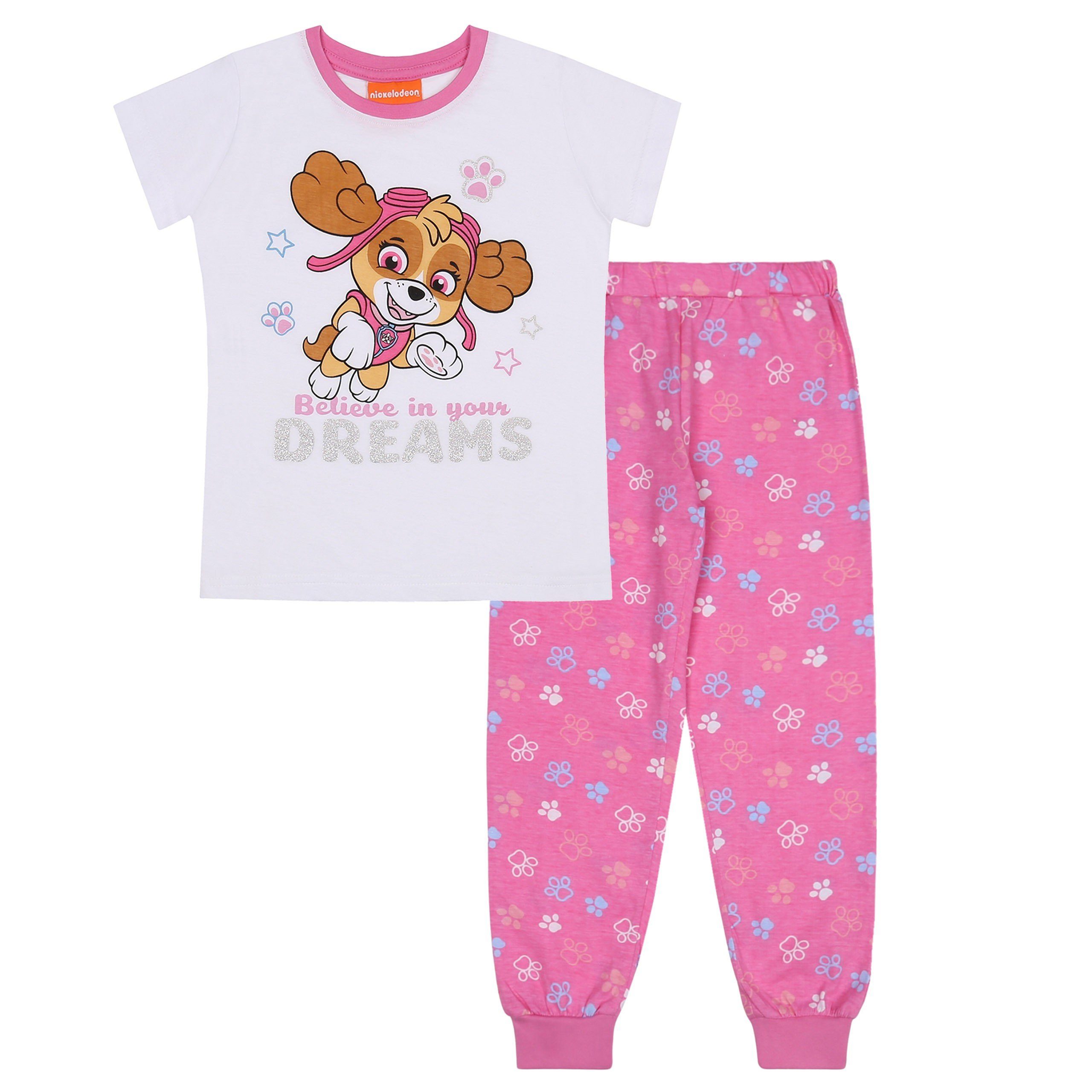 PAW PATROL Schlafanzug PAW Patrol SKYE, Mädchen Kurzarm-Pyjama, Baumwolle, 122-128 cm