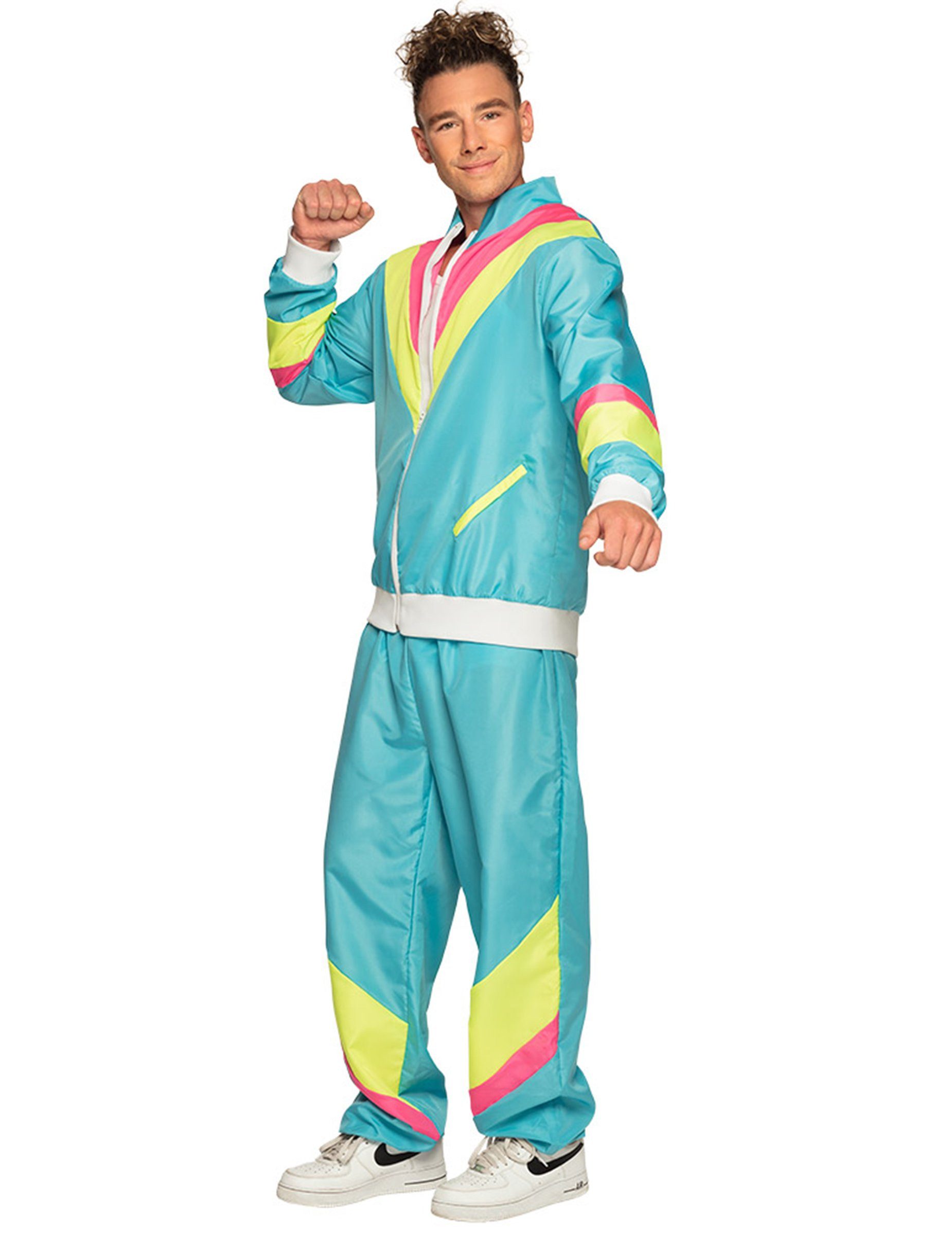 Boland Partyanzug Retro Jogginganzug Herren Neon Effekt 90er Jahre blau günstig online kaufen
