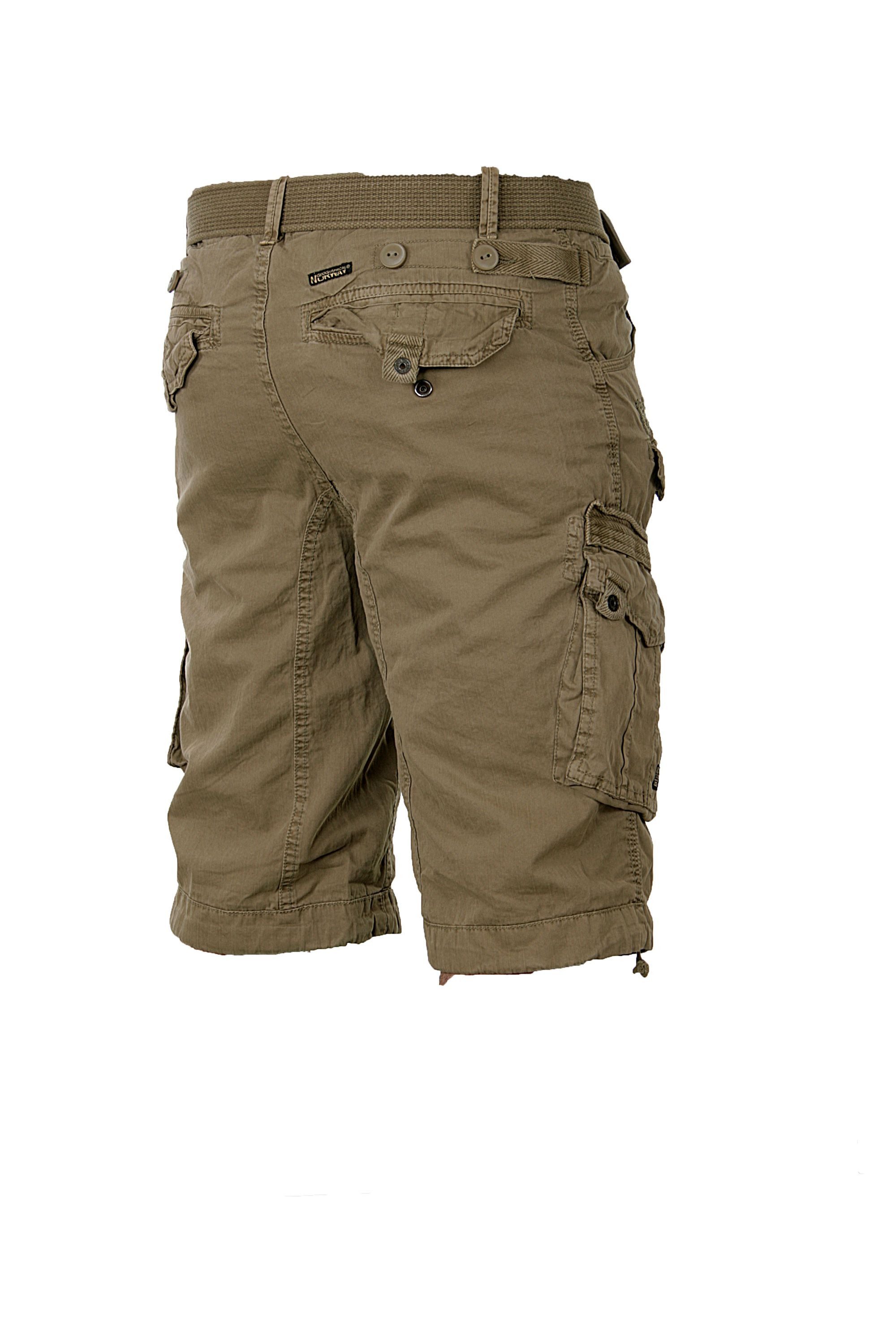 Geographical Norway Shorts Herren Cargo Shorts kurze Hose Short Bermuda Knielang Gürtel Sommer