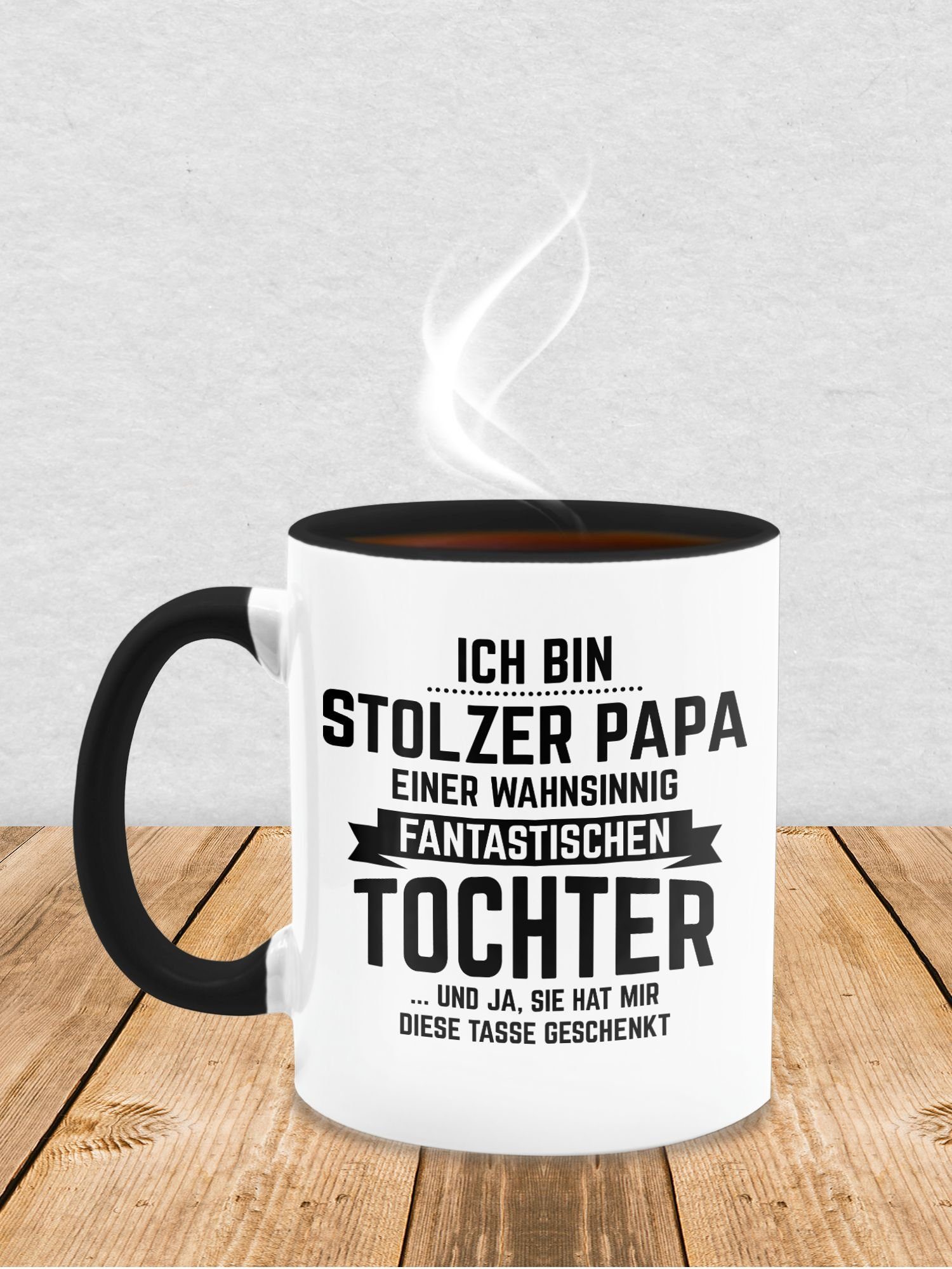 Kaffeetasse fantastischen Tochter, Papa Geschenk einer 1 Tasse stolzer Vatertag Schwarz Keramik, Shirtracer bin wahnsinnig Ich