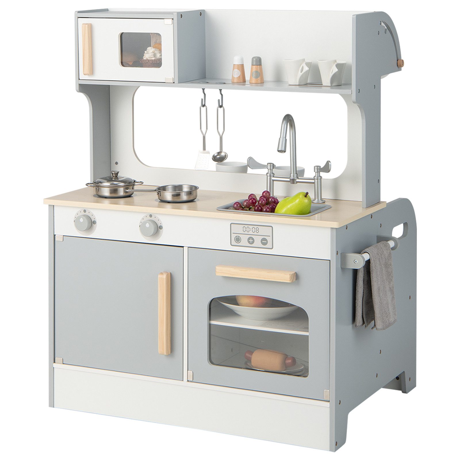 COSTWAY Spielküche 2 in 1 Kinderküche, aus Holz, für Kinder ab 3 Jahren