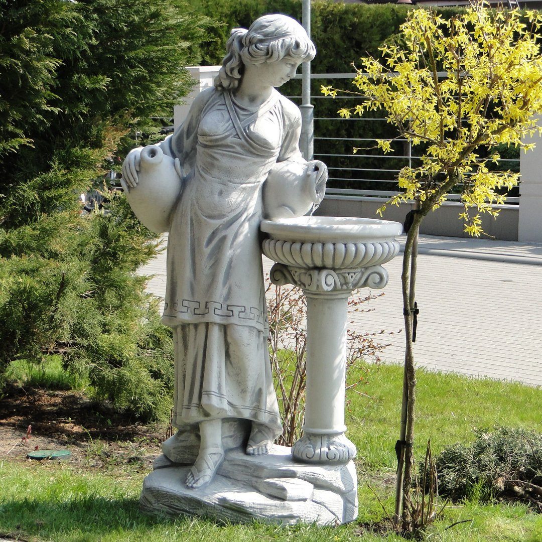 gartendekoparadies.de Gartenfigur Statue Einer Frau mit Vogeltränke, H. 138 cm, 225 kg, Frostsicher