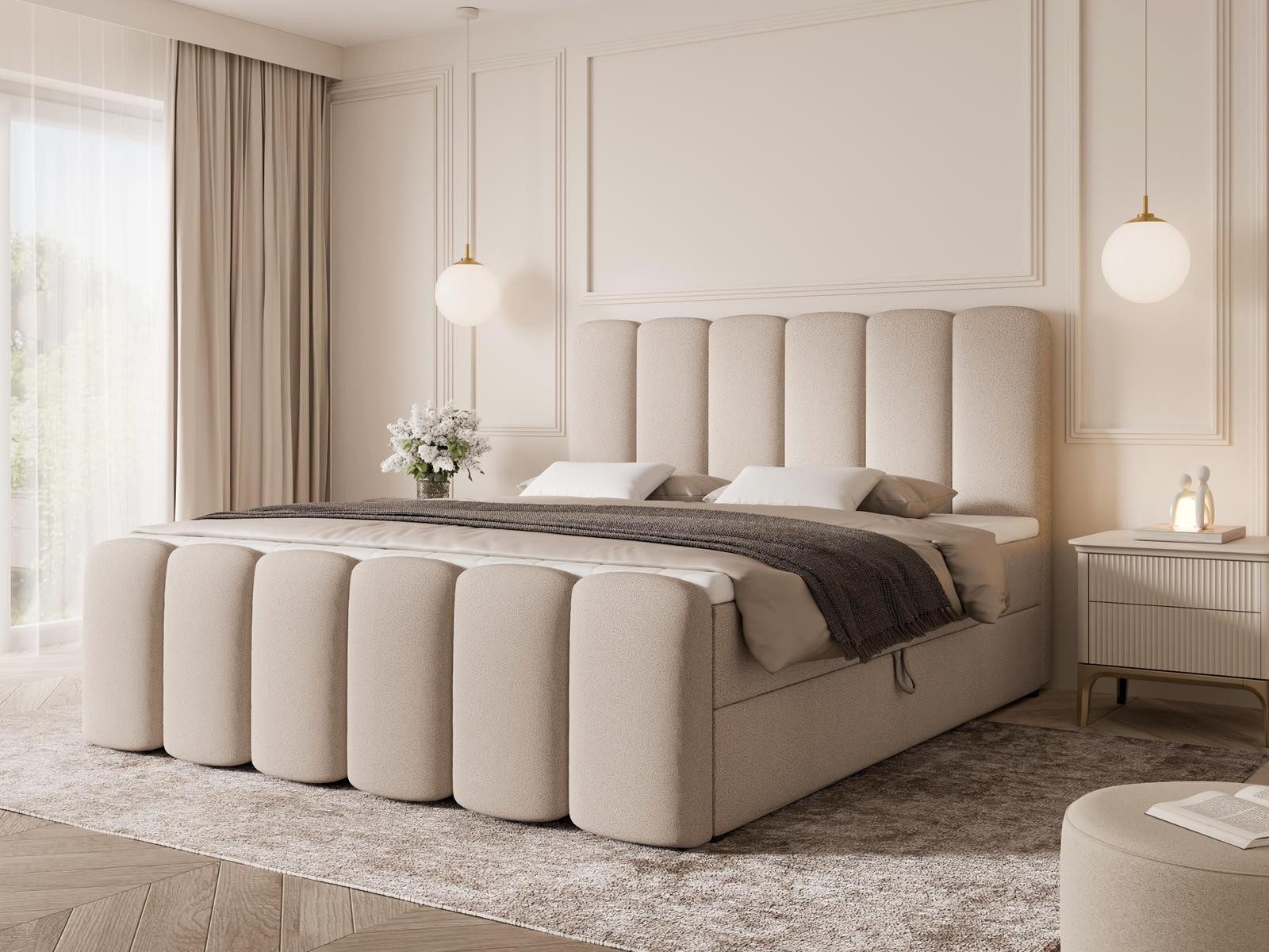 Compleo Boxspringbett Wolkenbett, Bequem H3, Doppelbett gepolstertes Kopfte günstig online kaufen