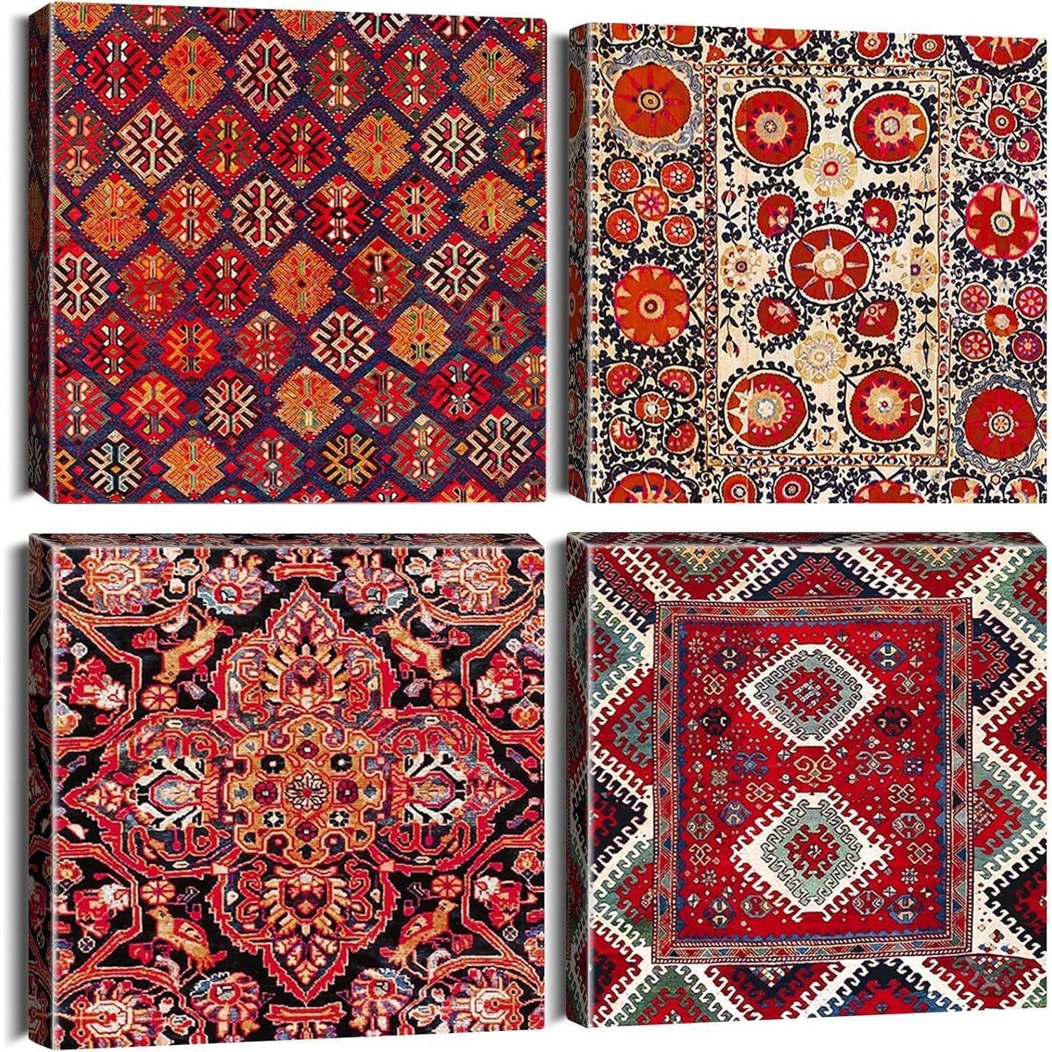 LuxusKollektion Mehrteilige Bilder Leinwandbilder 4 Teilig Kunstdruck Marokkanischer Stil 30x30cm, (1 St)