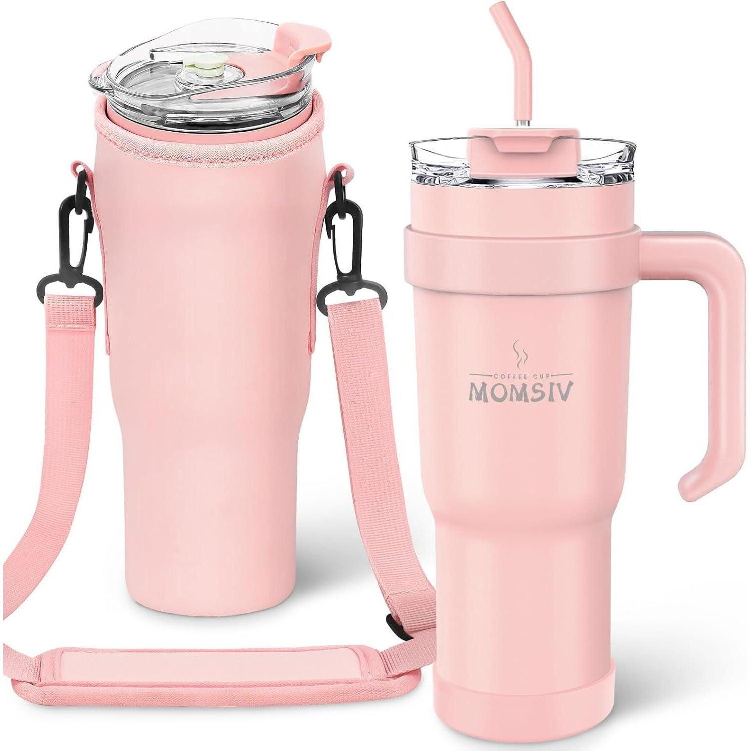 LuxusKollektion Thermobecher Thermobecher 40oz mit Griff und Strohhalm, doppelwandiger Edelstahl