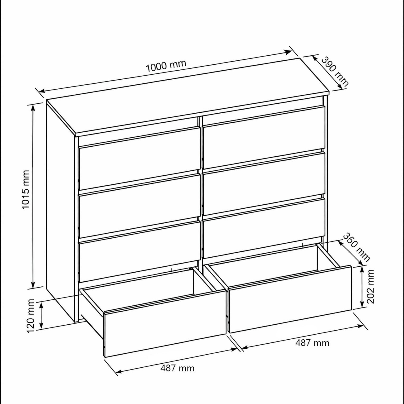 Raumhirsch Furniture Kommode, Sideboard, Kommode für das Schlafzimmer - Wohnzimmer (Maße: 120 × 39 × 101,5 cm, 2 Türen, 4 Schubladen, Rollenschienen), viele Farbvarianten - Hochwertig & stabil