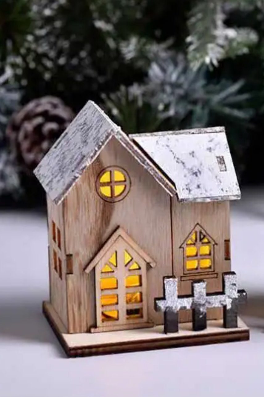 Stelby Weihnachtshaus Weihnachtshaus Holz mit LED Licht –Weihnachtsdeko Min günstig online kaufen