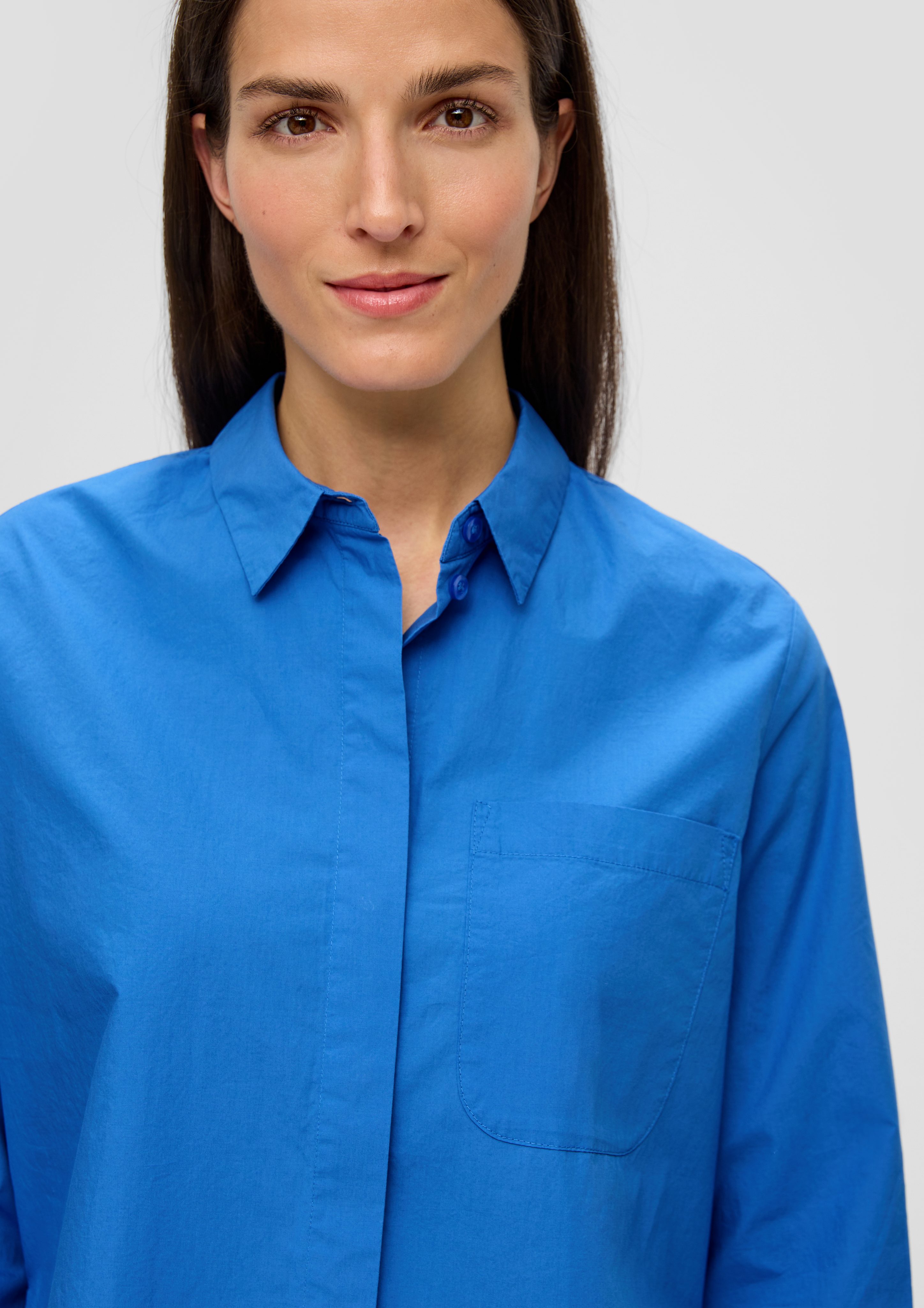 s.Oliver Langarmbluse Bluse aus Popeline Raffung günstig online kaufen