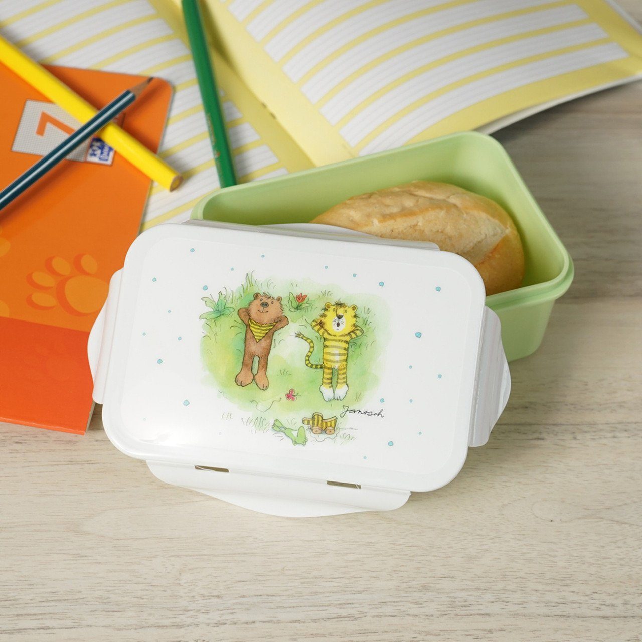 Geda Labels GmbH Lunchbox Janosch kids, PP, (1-tlg), Hellgrün, 650ml, spülmaschinengeeignet
