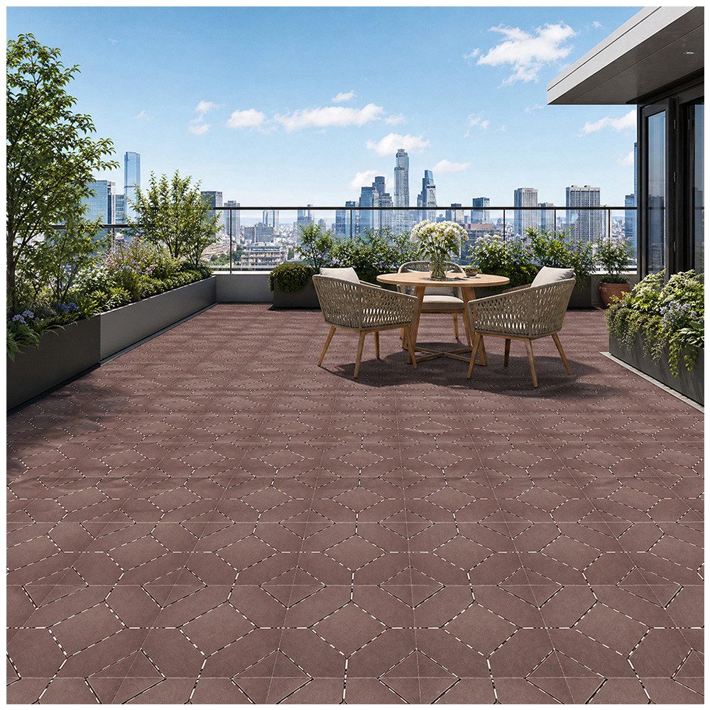 PFCTART Terrassendielen 44er Set Kunststoff-Verlegeplatten 30x30 cm – Klickfliesen, 3,96 m², BxL: je 30x30 cm, 20 mm Stärke, (Set, 44-St., Für Terrasse, Balkon, Garten, Wege & Außenbereiche), PP, werkzeuglose Verbindungsklemmen & Drainage