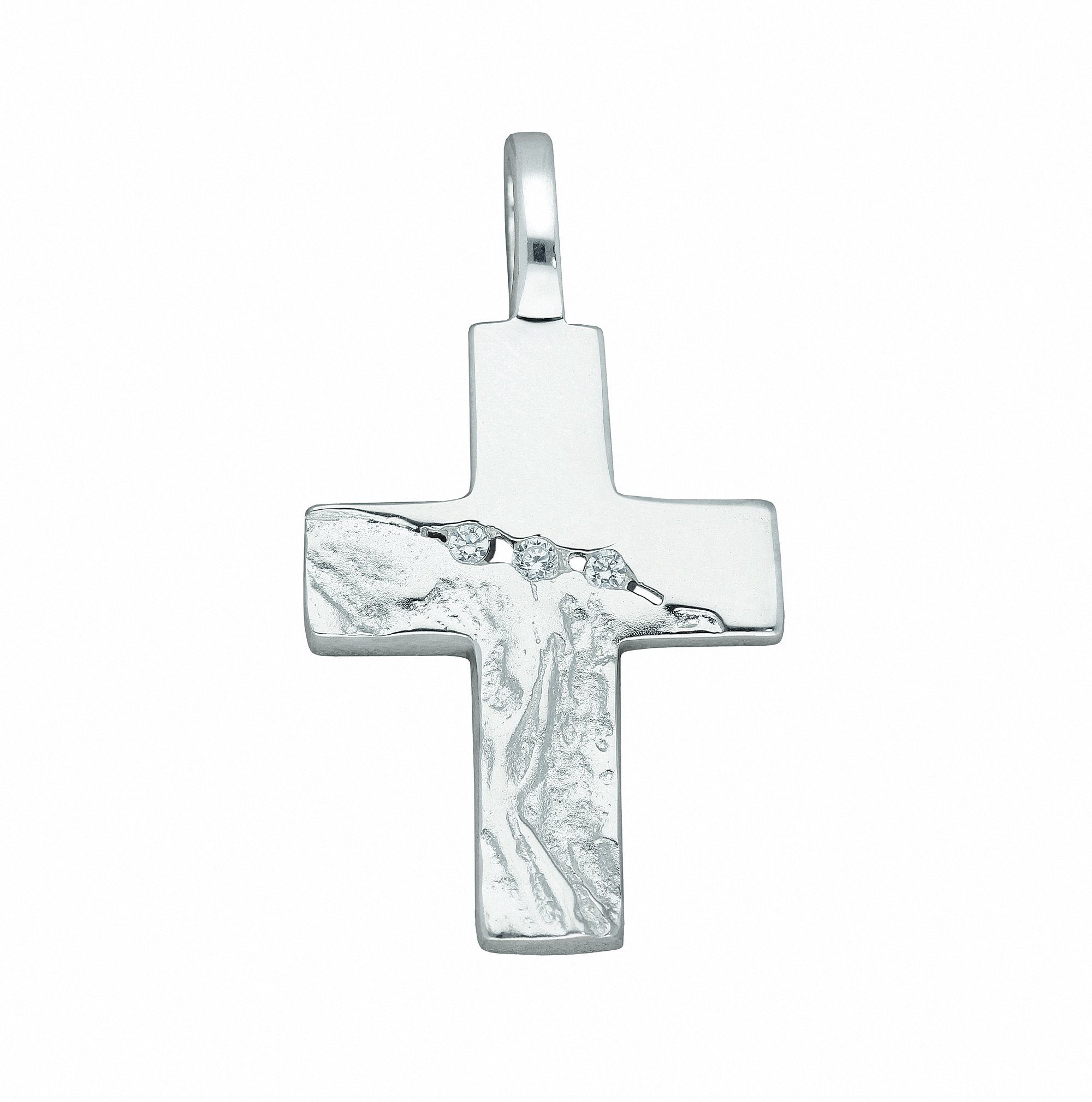 Kette mit Anhänger Damen & Herren 925 Silber Kreuz Anhänger mit Zirkonia