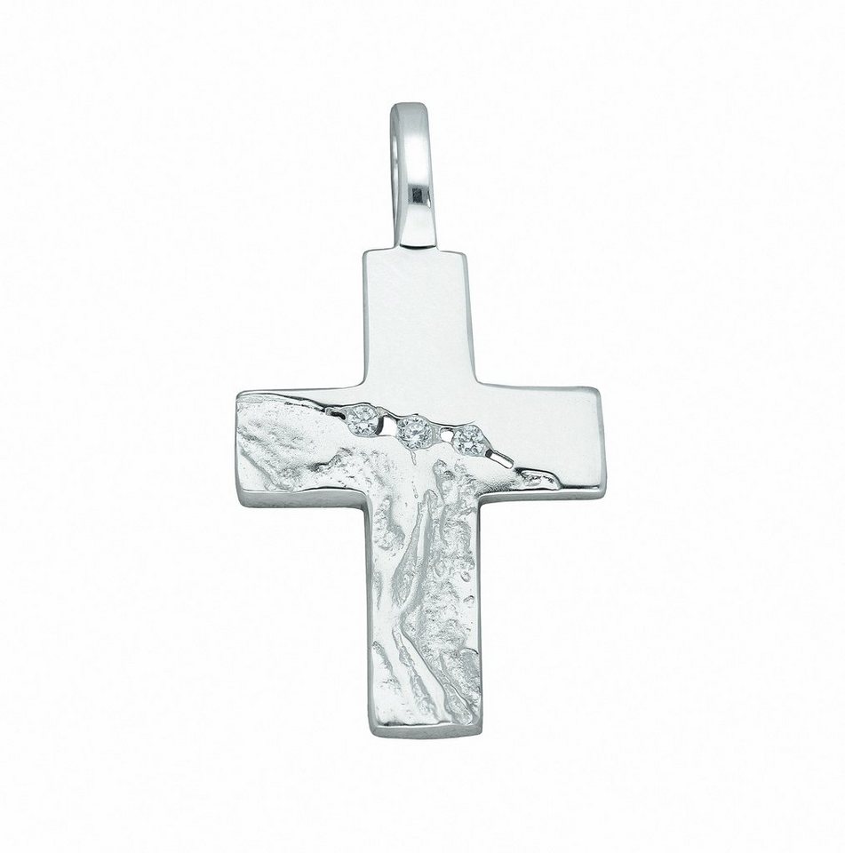 Adelia´s Kette mit Anhänger 925 Silber Kreuz Anhänger mit Zirkonia,  Schmuckset - Set mit Halskette, Maße des Anhängers - Breite 15,8 mm - Höhe  21,5 mm