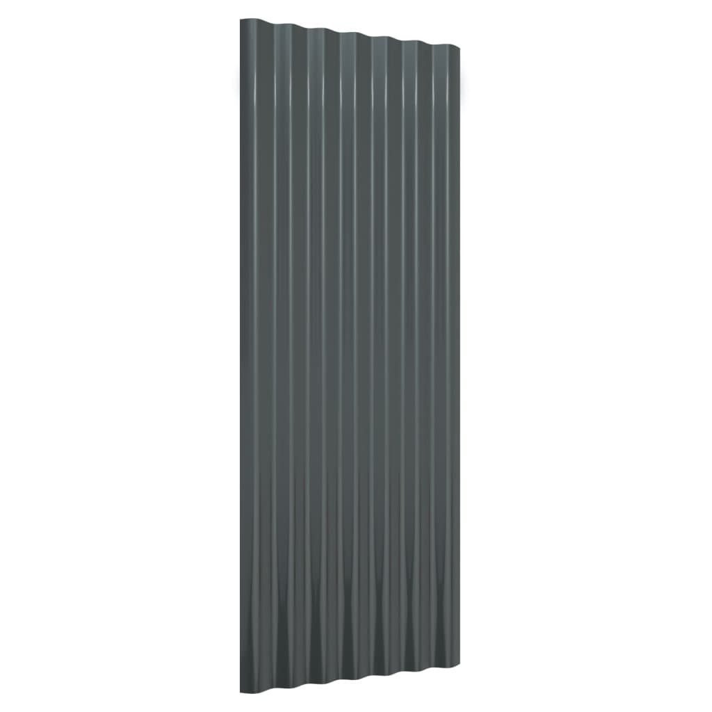 vidaXL Dachschindeln 100 x 36 cm Dachpaneele 12 Stk Pulverbeschichteter Stahl Anthrazit 100