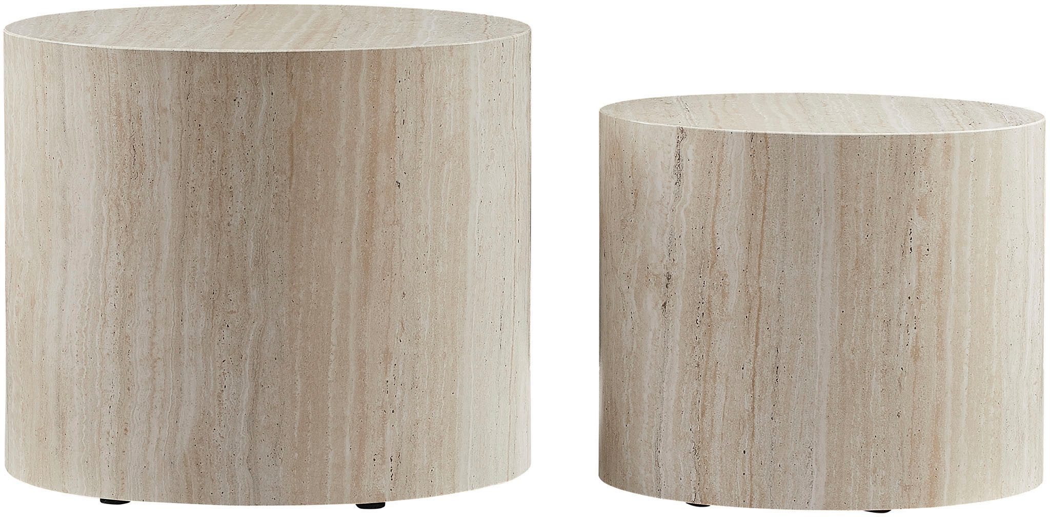 SalesFever Couchtisch Almeria - Stilvoller Wohnzimmer- und Beistelltisch (Set, 2-St., 2er Set), oval, in Travertinoptik