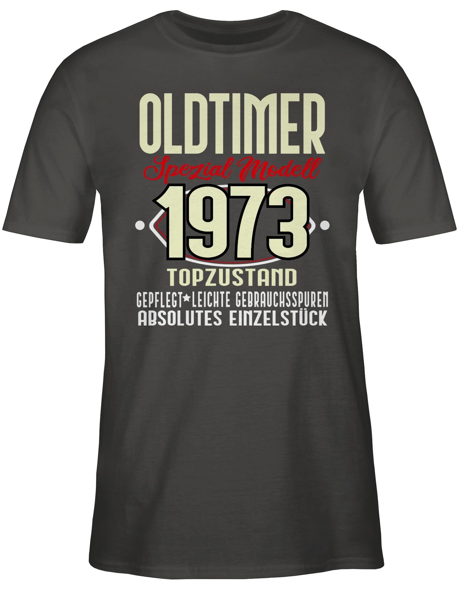 03 Spezial Geburtstag Fünfzigster Oldtimer 50. T-Shirt Modell Shirtracer 1973 Dunkelgrau
