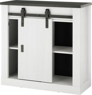 Home affaire Regal SHERWOOD, modernes Holz Dekor, mit Scheunentorbeschlag aus Metall, Breite 93 cm