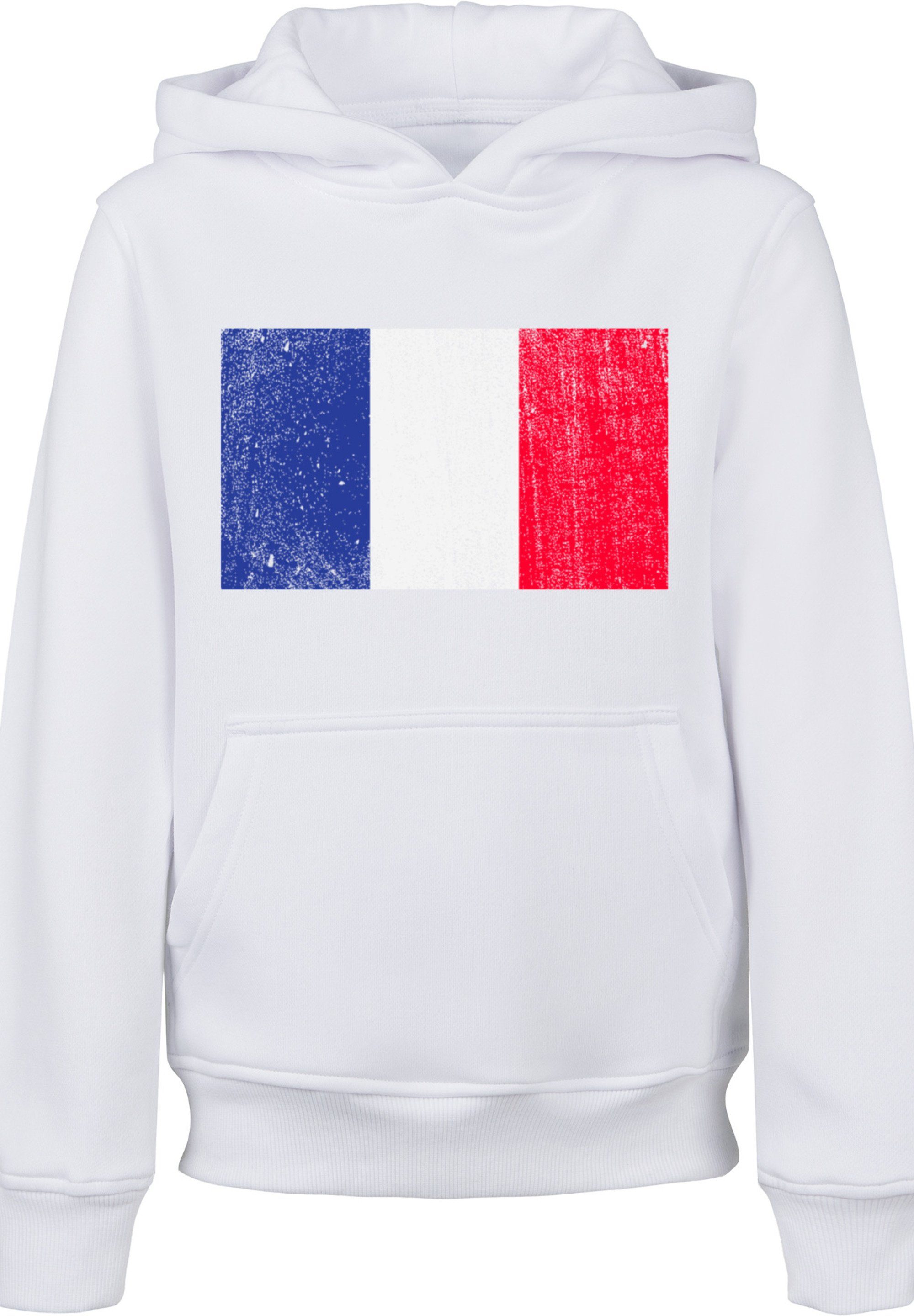 F4NT4STIC Kapuzenpullover France Frankreich Flagge Print distressed weiß