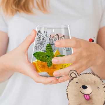 Mr. & Mrs. Panda Cocktailglas Raupe Schmetterling - Transparent - Geschenk, Tiere, Schönheit, Gute, Premium Glas, Personalisierbar