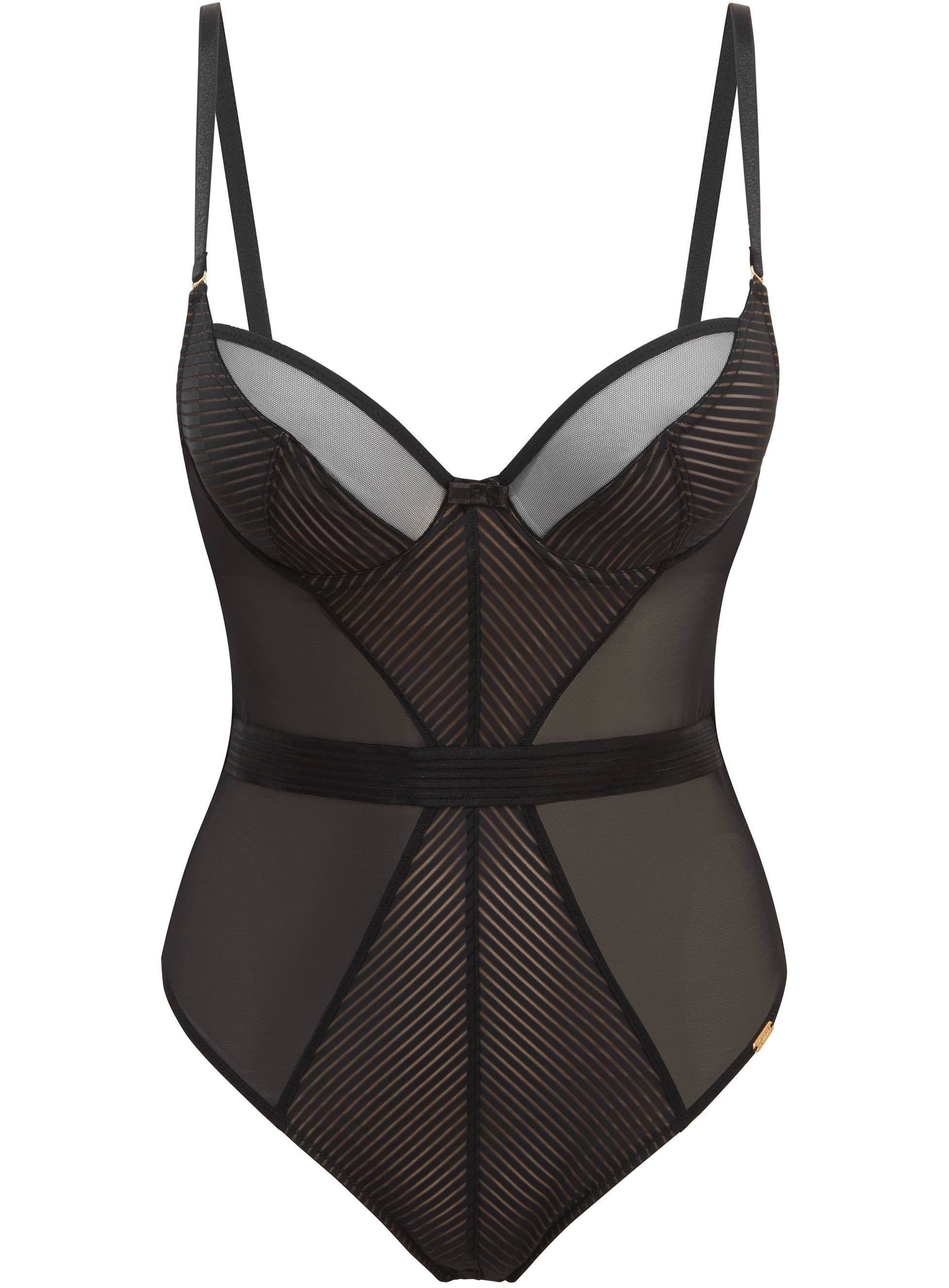 Stringbody Sheer Stripe Balcony Body Black