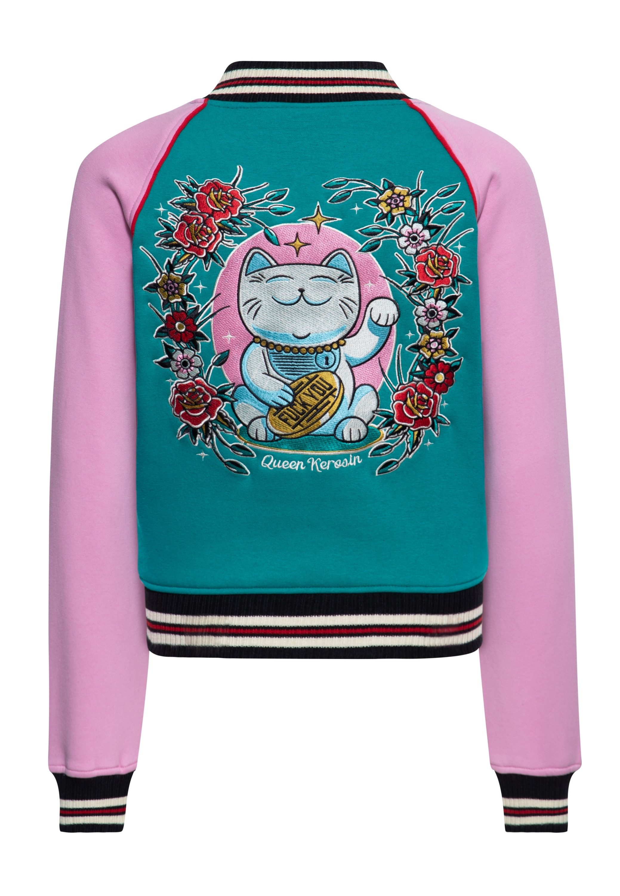 QueenKerosin Collegejacke Lucky Cat (1-St) mit Raglanärmel