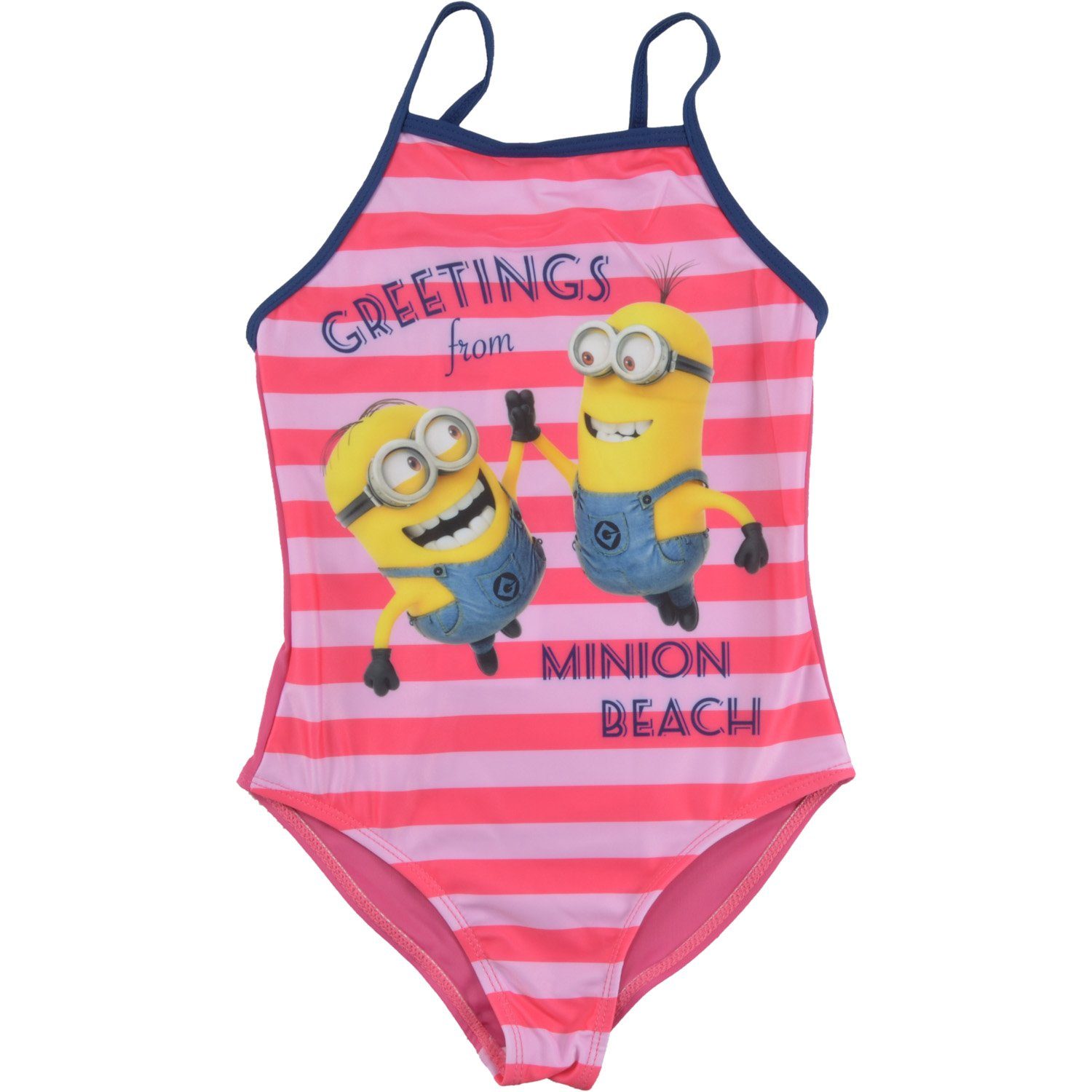 United Labels® Badeanzug Minions Badeanzug Greetings für Mädchen – Pink/Rosa Beach from Minion