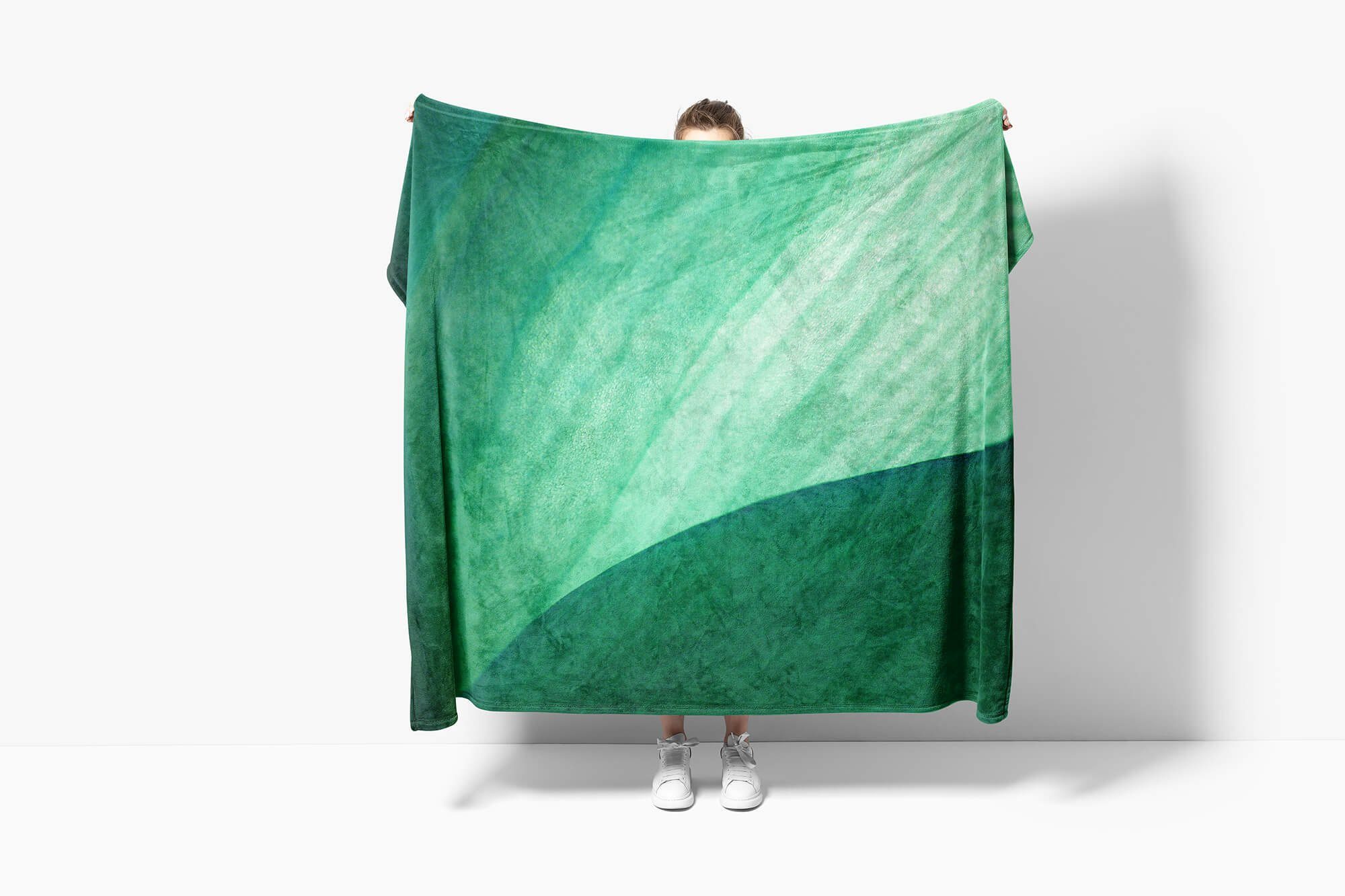 Art Handtuch Sinus Blatt Handtücher Nahau, Saunatuch Strandhandtuch (1-St), Grünes Baumwolle-Polyester-Mix Fotomotiv mit Kuscheldecke Handtuch
