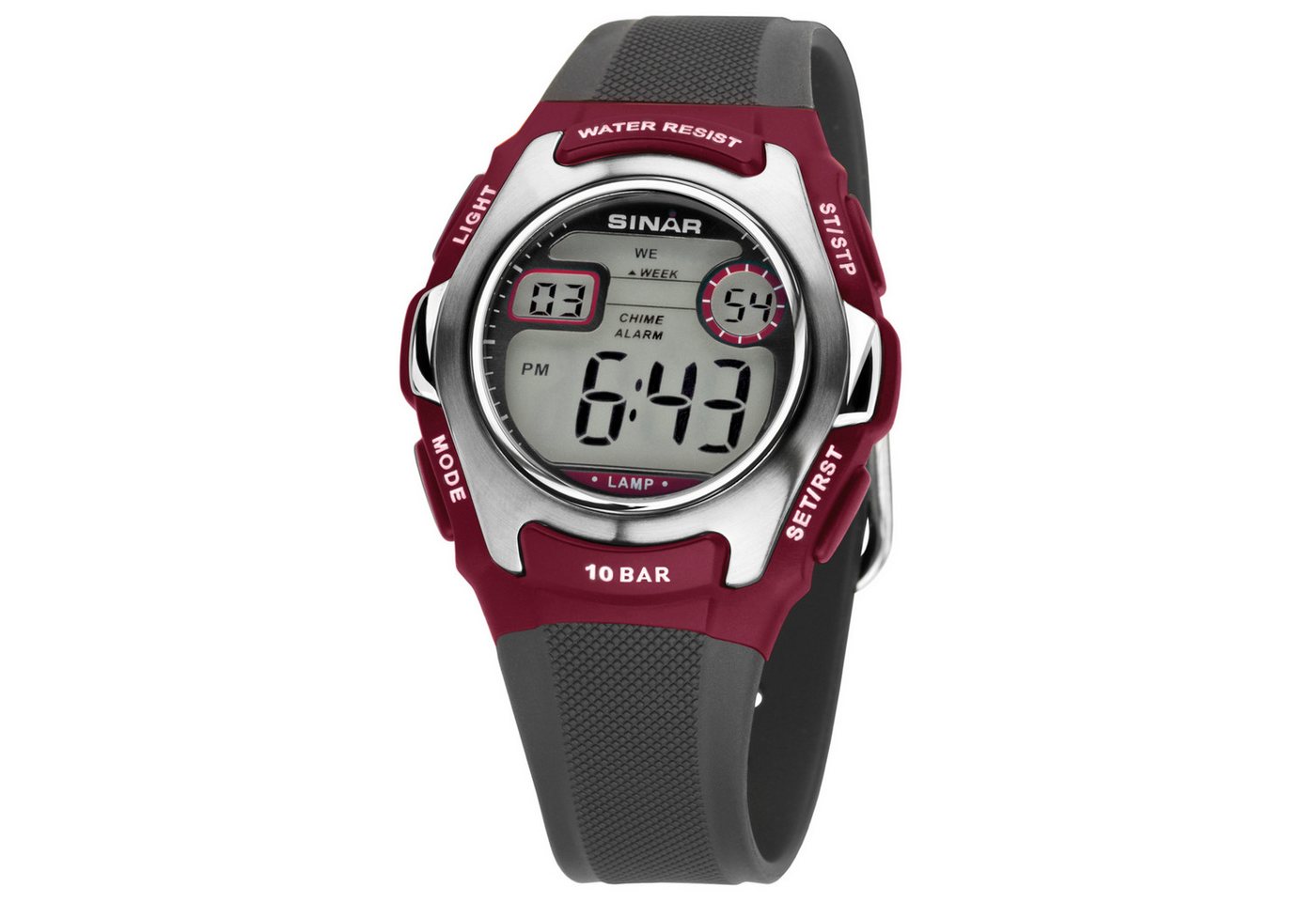 SINAR Digitaluhr XE-50 Jugend Armbanduhr Sportuhr PU-Band 10 bar, digital sportlich modern Geschenkidee Jugend Ø 36 mm