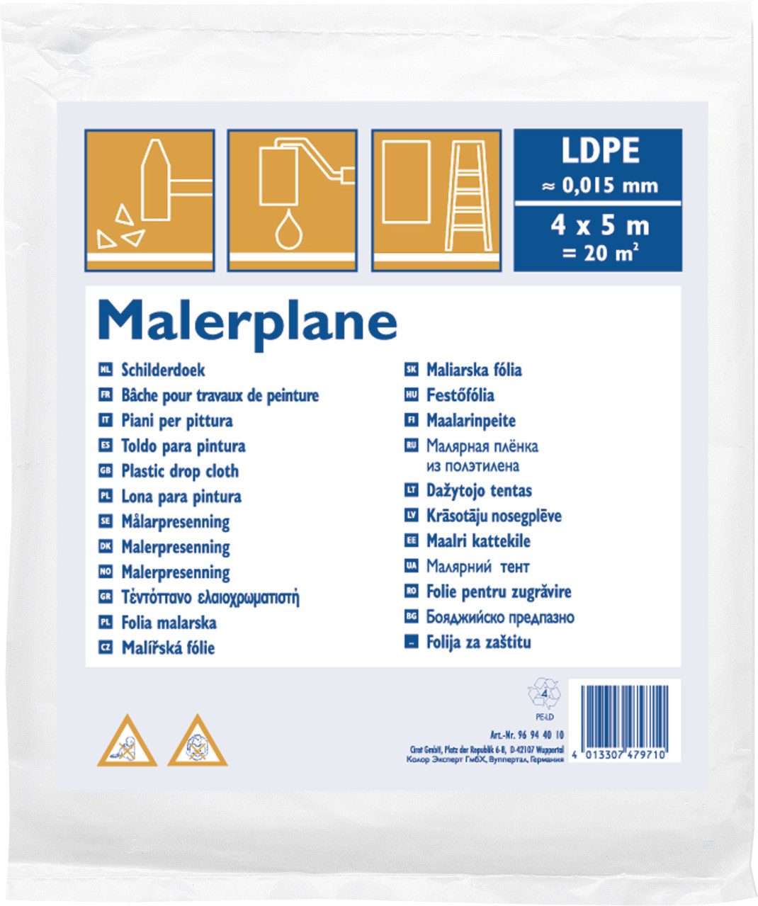 Color Expert Malervlies Color Expert Malerplane LDPE 15 my 4 x 5 m 20 m²