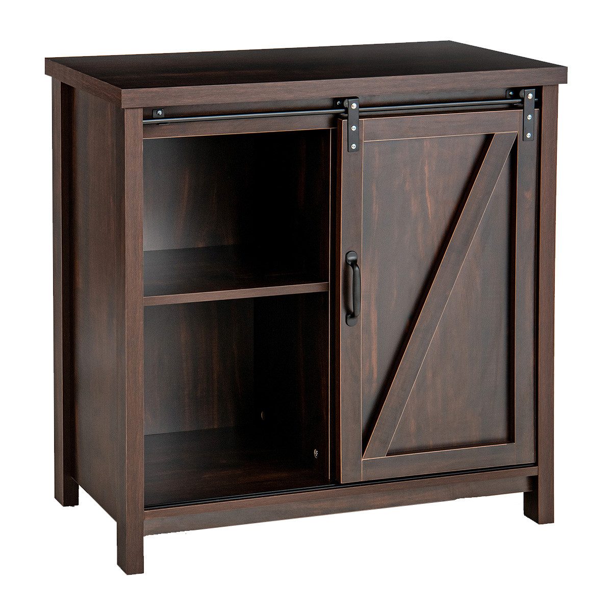 COSTWAY Sideboard, Küchenschrank Buffet Holz, mit Schiebetüren & 4 Fächern günstig online kaufen