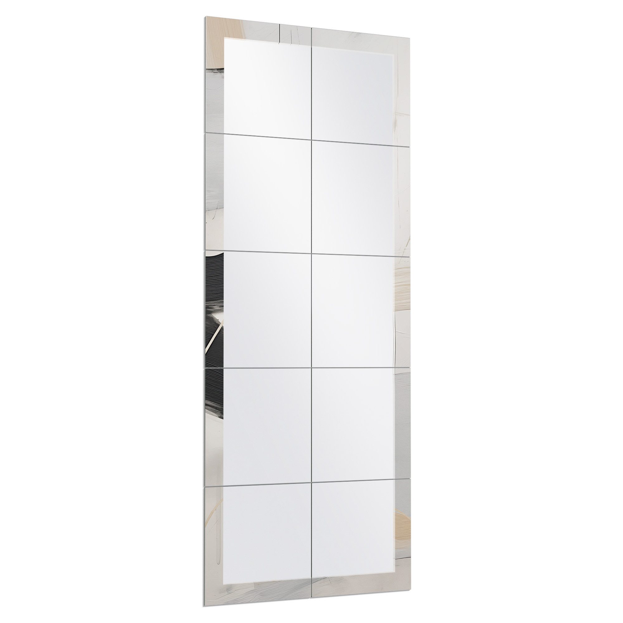 DEQORI Wandspiegel 'Helle Dynamik', Spiegelfliesen Puzzle Wand Spiegel Wohnzimmer Spiegelwand Flur groß