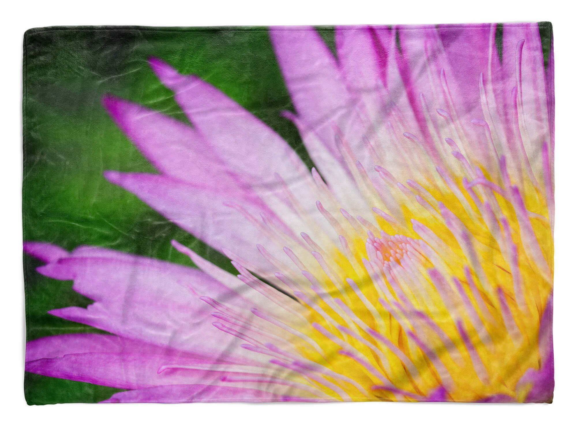 mit Kuscheldecke Baumwolle-Polyester-Mix Handtuch Handtuch Handtücher Makrof, Saunatuch Art Strandhandtuch (1-St), Blume Fotomotiv Sinus Blüte