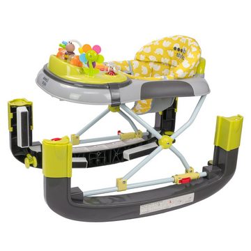 ib style Lauflernhilfe Little World Babywalker Lemon Grey, Lauflernwagen mit Schaukelfunktion & elektronischem Spielelement