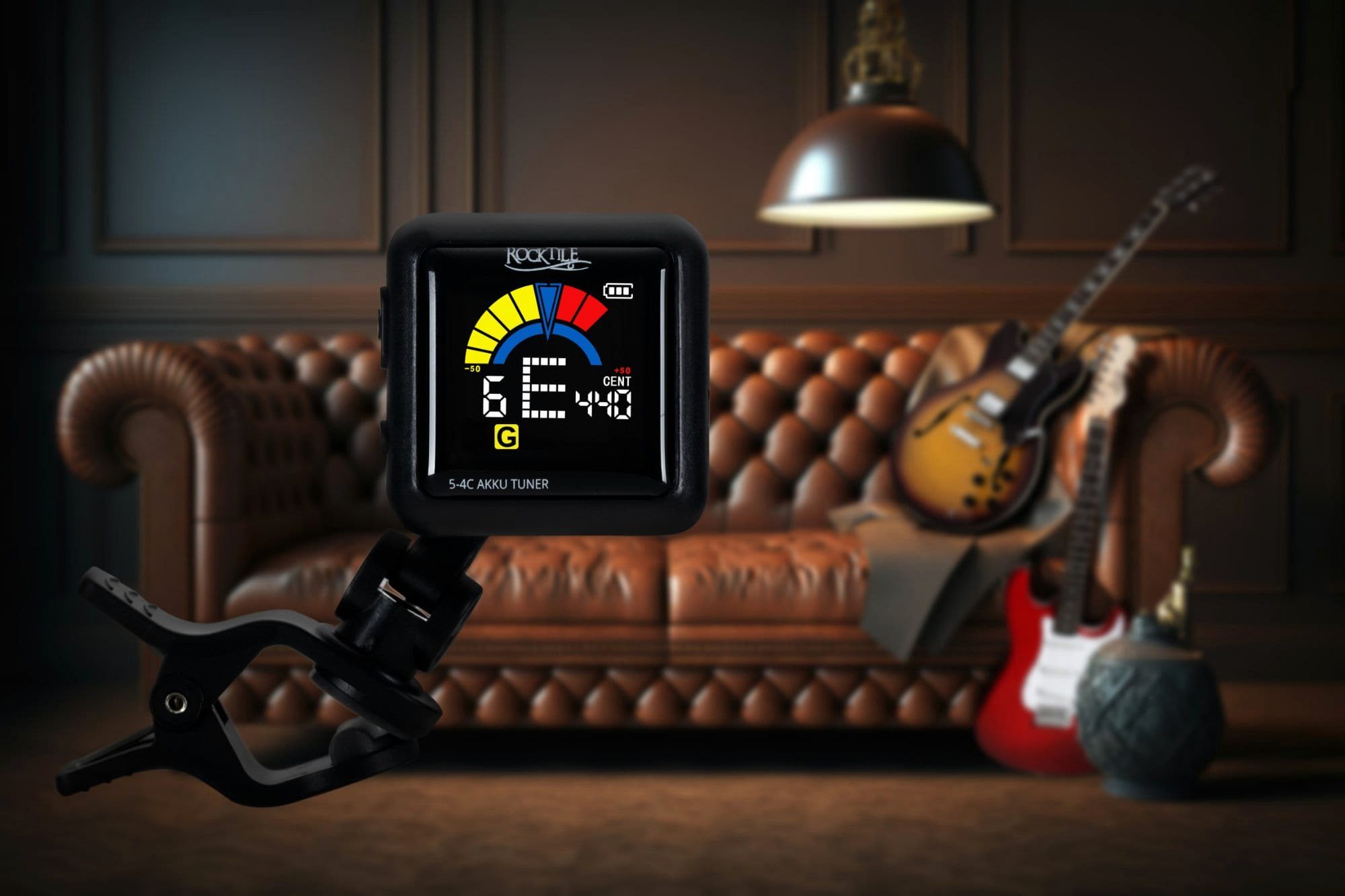 Rocktile Stimmgerät 5-4C AKKU Clip Tuner, (inkl. USB-Ladekabel, 2-tlg), mit integriertem Akku - geeignet für Gitarre, Bass, Ukulele & Violine