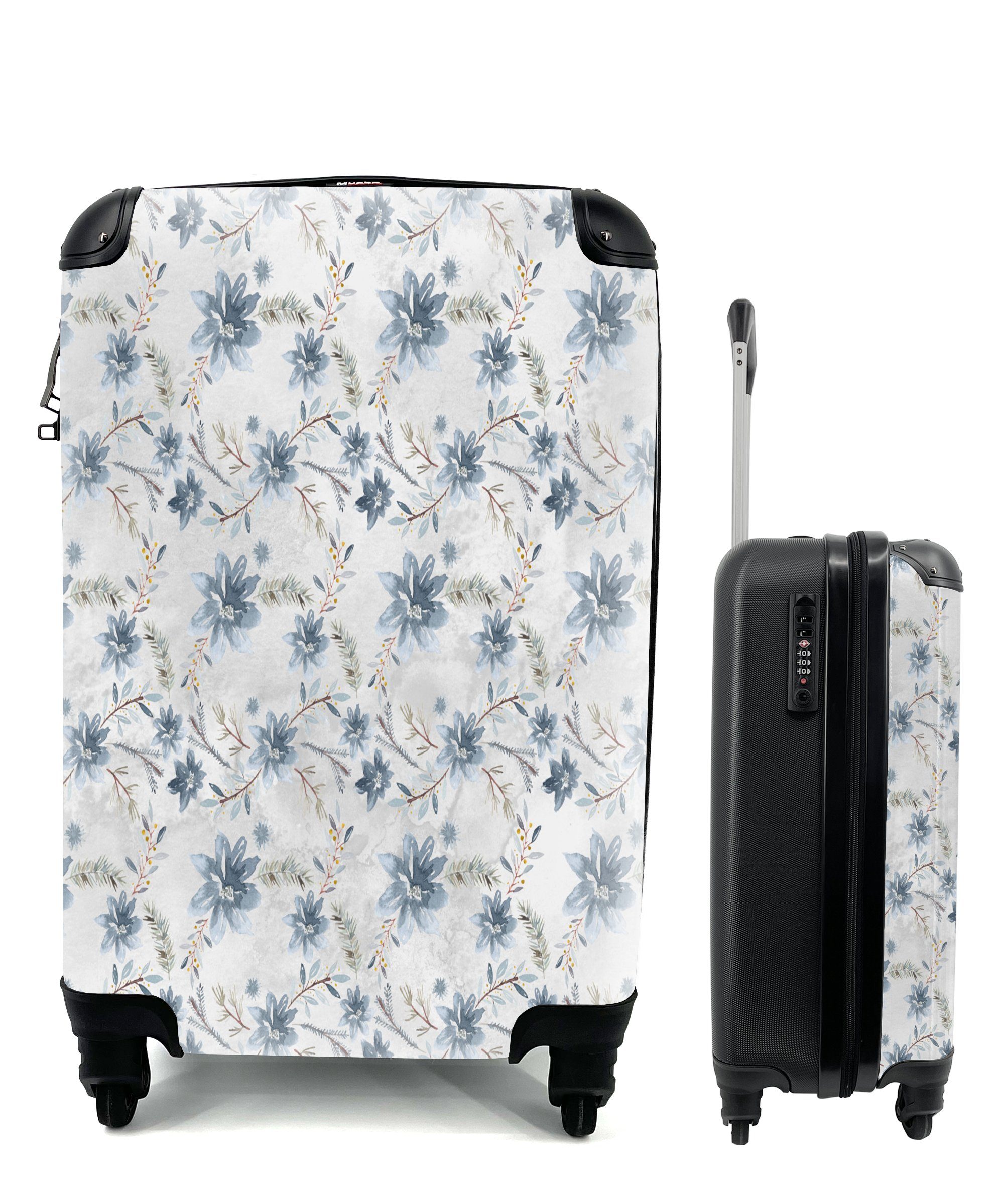 MuchoWow Handgepäckkoffer Blumen - für Reisekoffer Ferien, Farben mit Trolley, Handgepäck - 4 Reisetasche rollen, Pflanzen, Rollen
