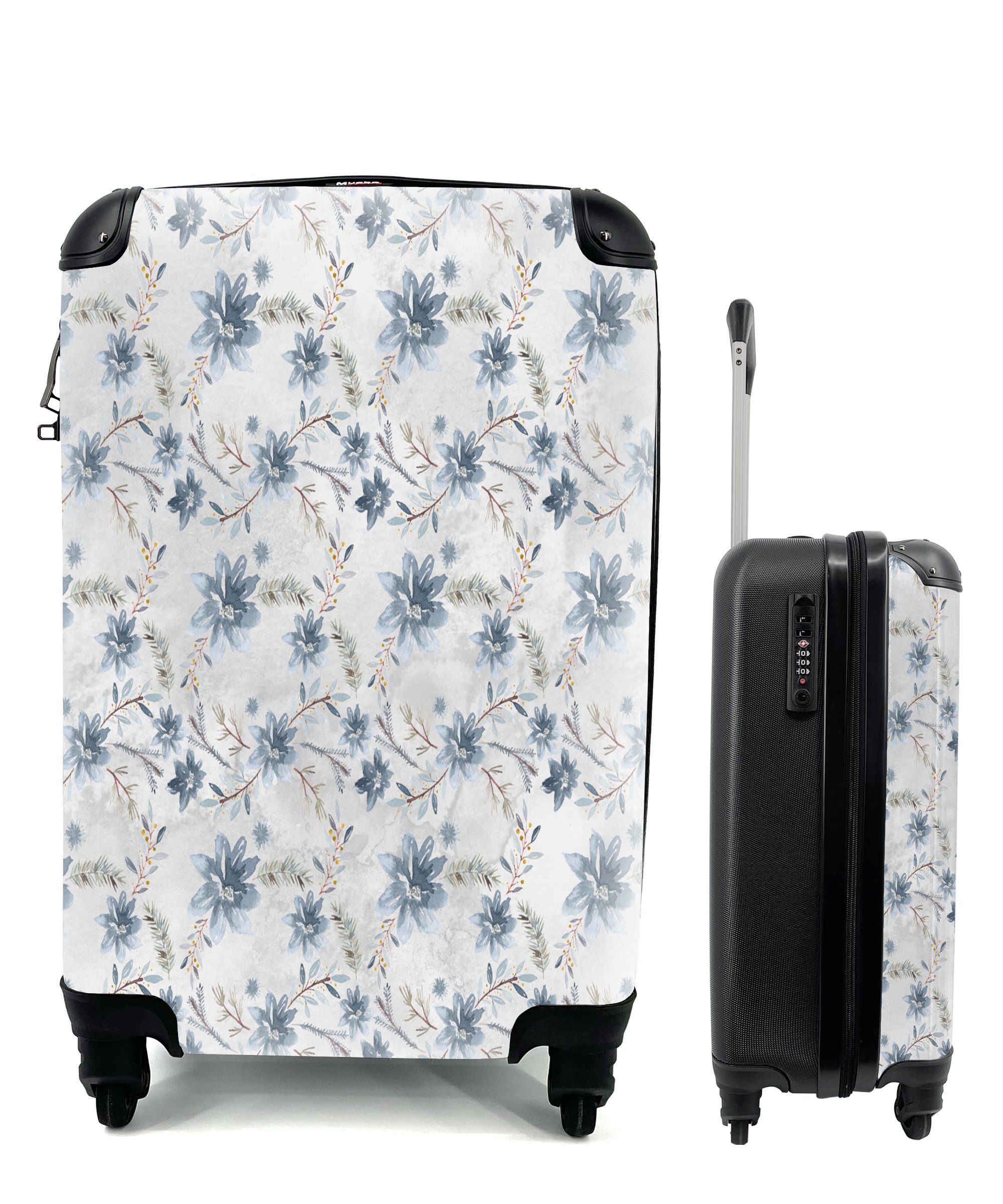 MuchoWow rollen, - 4 Pflanzen, Ferien, Reisekoffer Farben Handgepäckkoffer für Trolley, Blumen Handgepäck Rollen, Reisetasche - mit