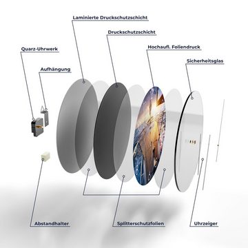 DEQORI Wanduhr 'Segelboot jagt Abendsonne' (Glas Glasuhr modern Wand Uhr Design Küchenuhr)