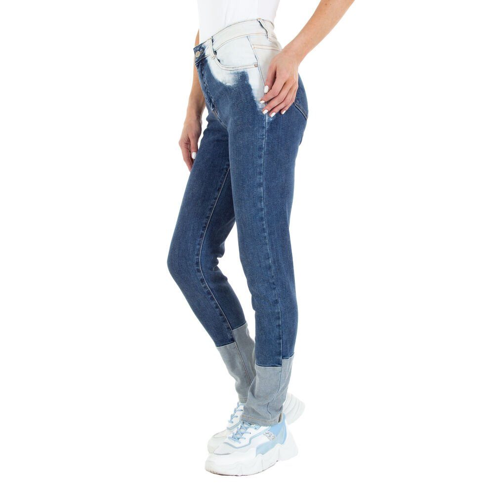 Ital-Design Straight-Jeans Jeans Damen Stretch Freizeit Leg Jeansstoff Blau Straight in